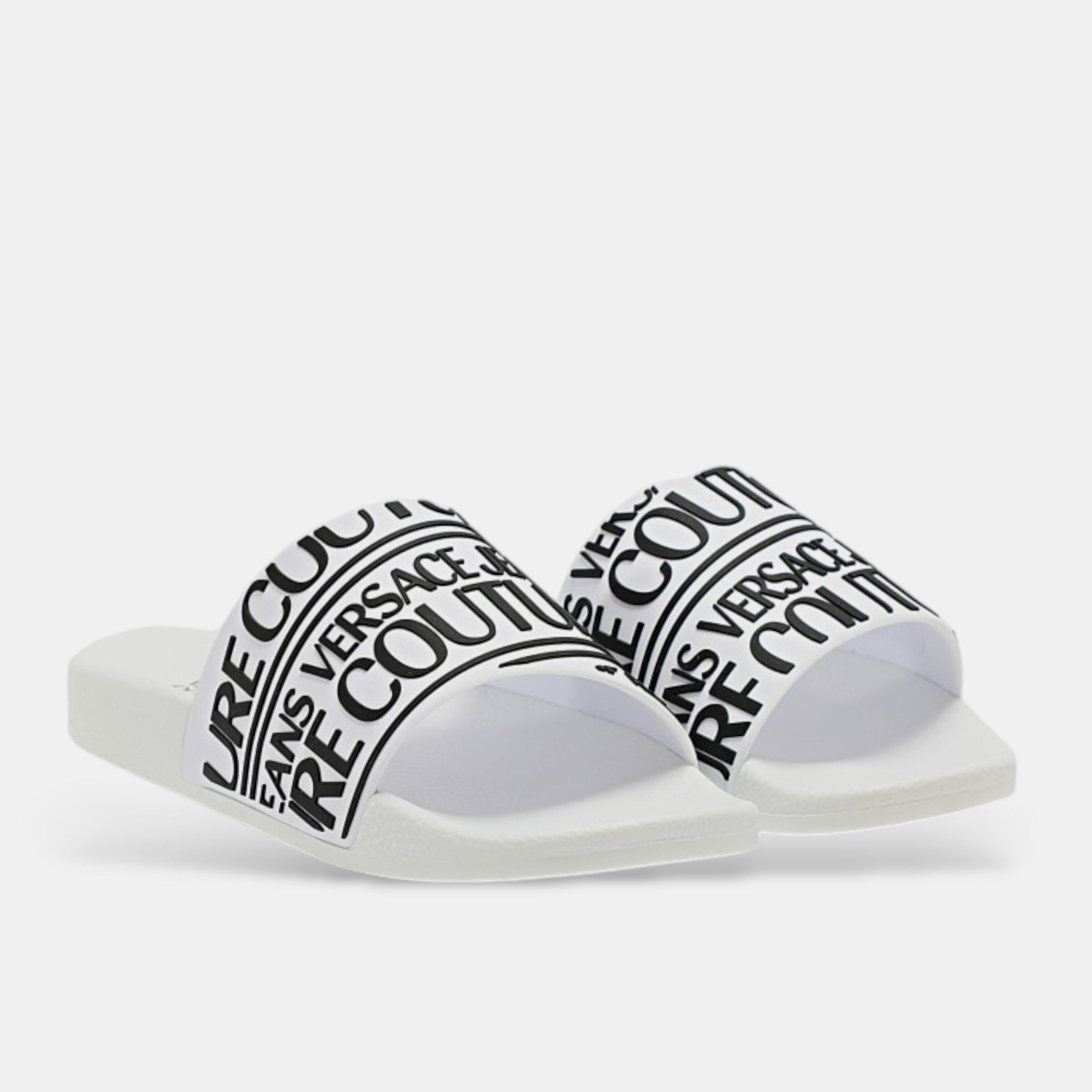 Мъжки чехли Men's slippers Versace Jeans Couture 78YA3SQ1 71352 003 White front angled view