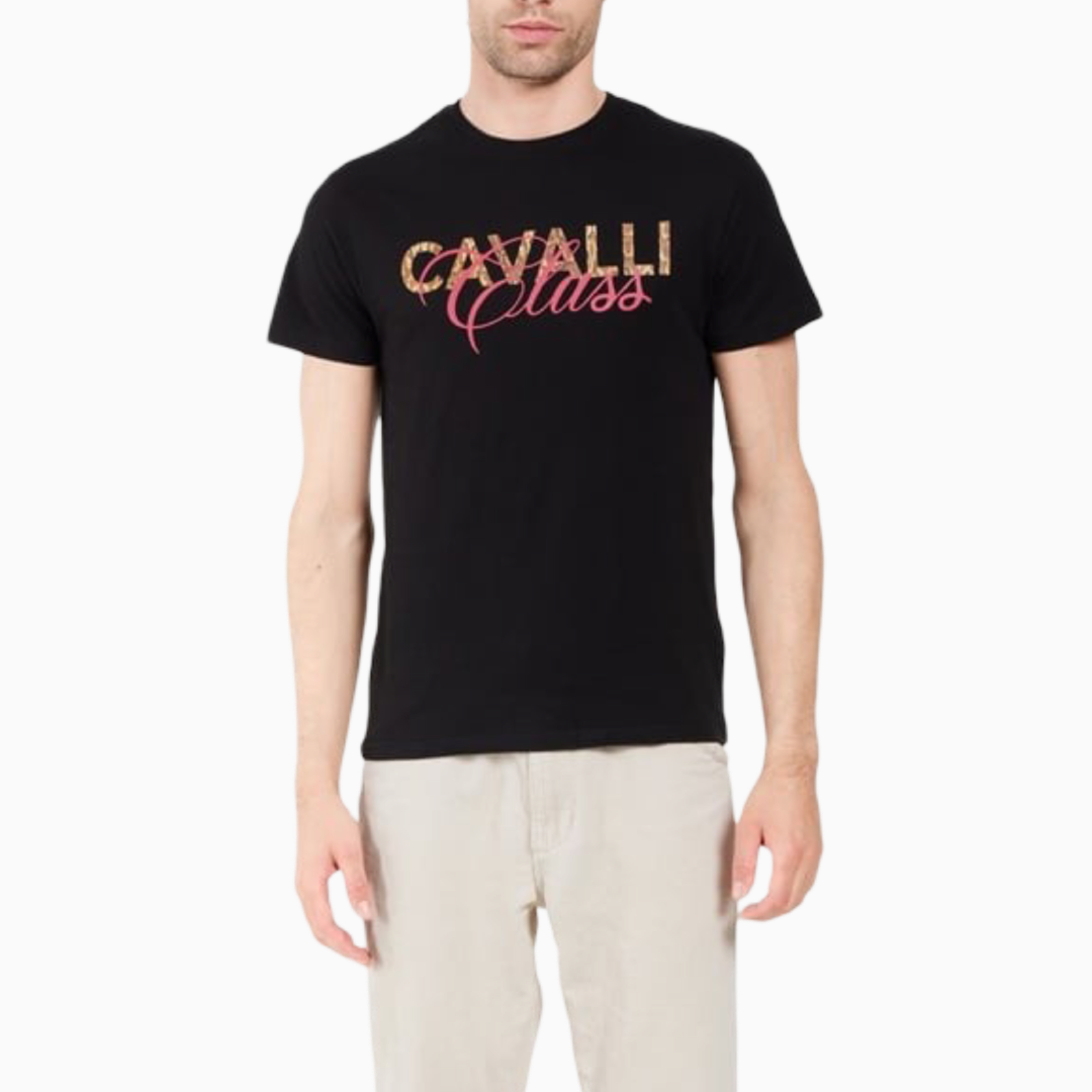 Мъжка черна тениска Cavalli Class CLL2MTS03