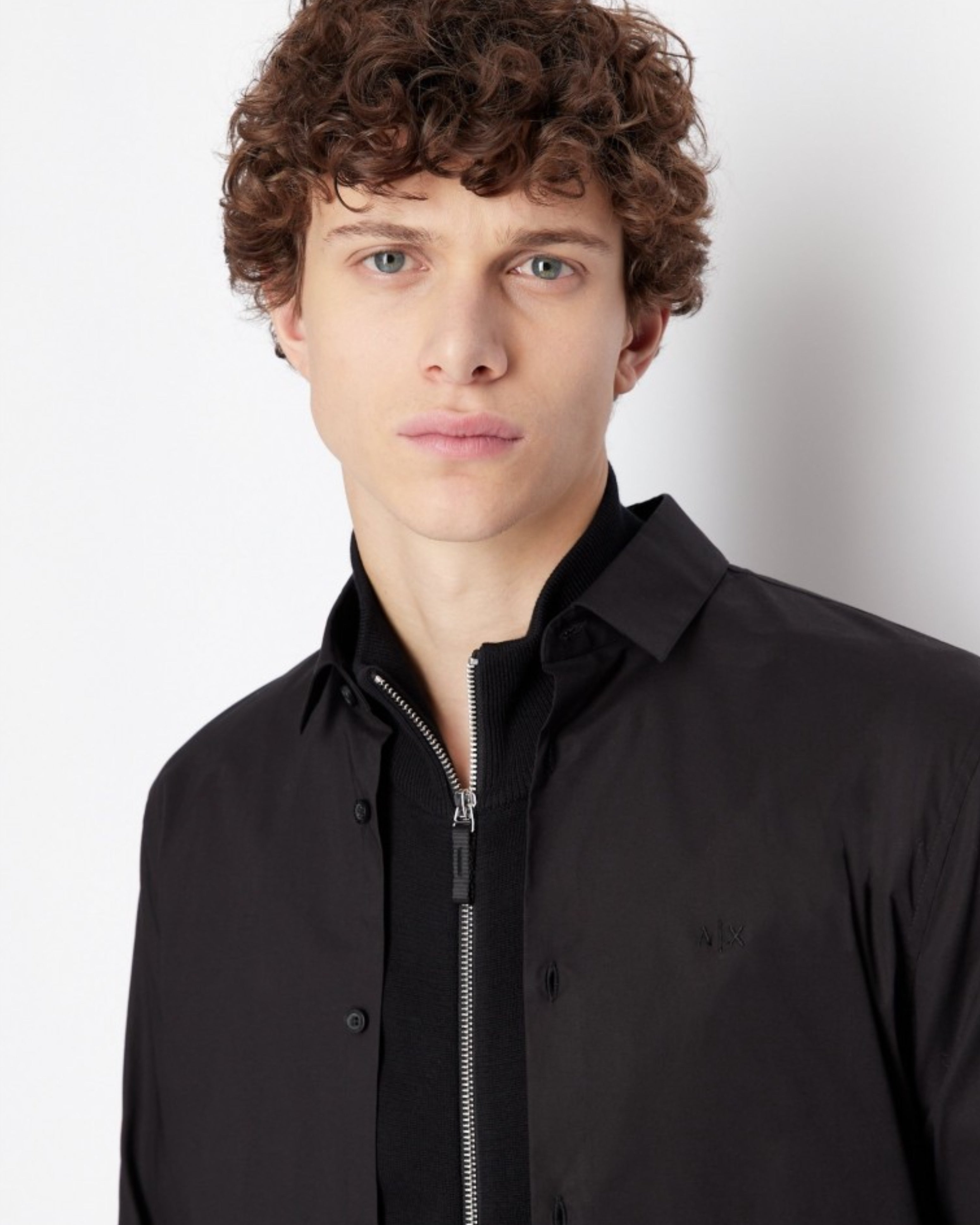 Мъжка риза в черно Men’s shirt Armani Exchange 8NZC31 ZN28Z 1200 Black size XXL, Lifestyle cropped view