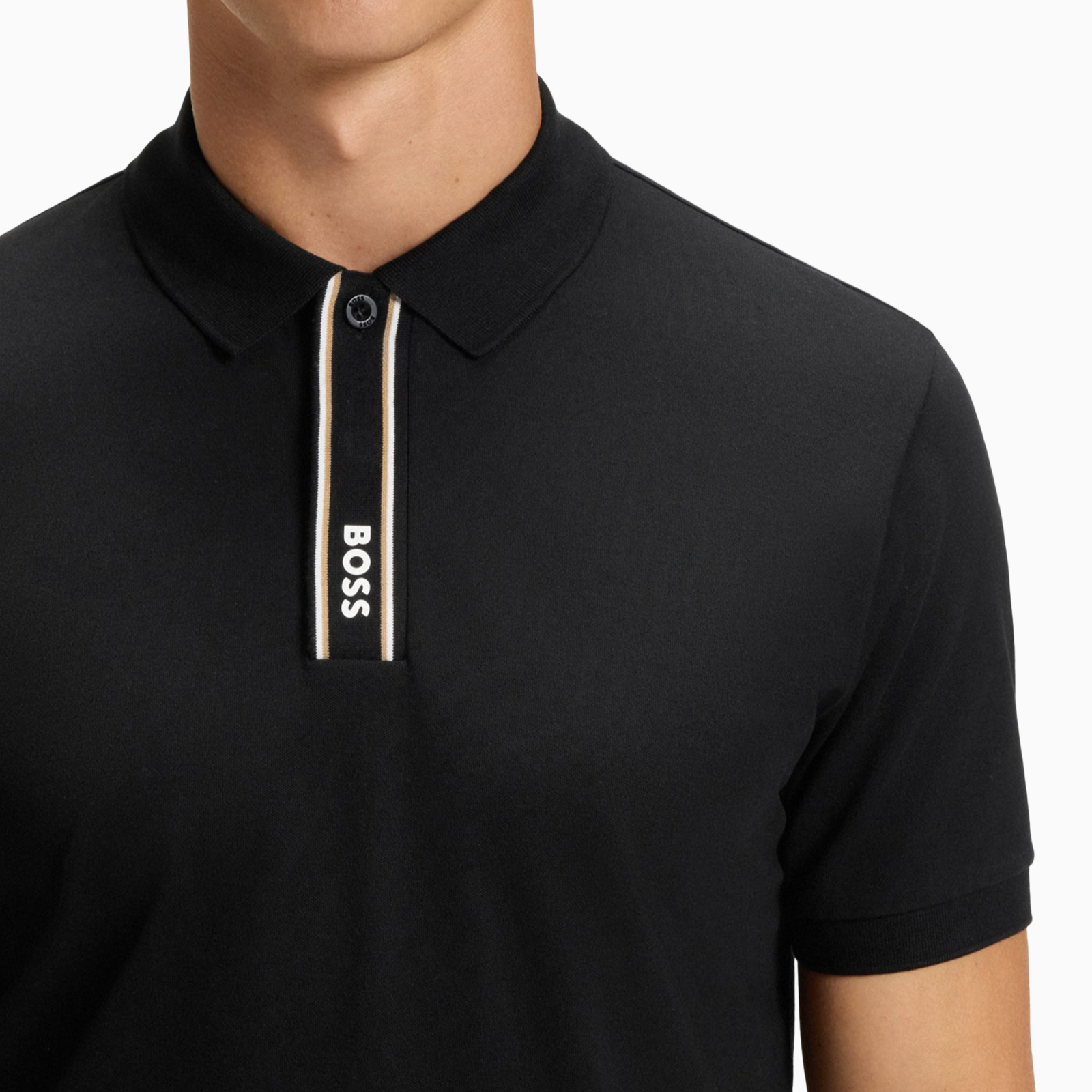 Мъжка черна поло тениска Boss Paddy GOC Golf Men Polo 50549362 001 Close-Up
