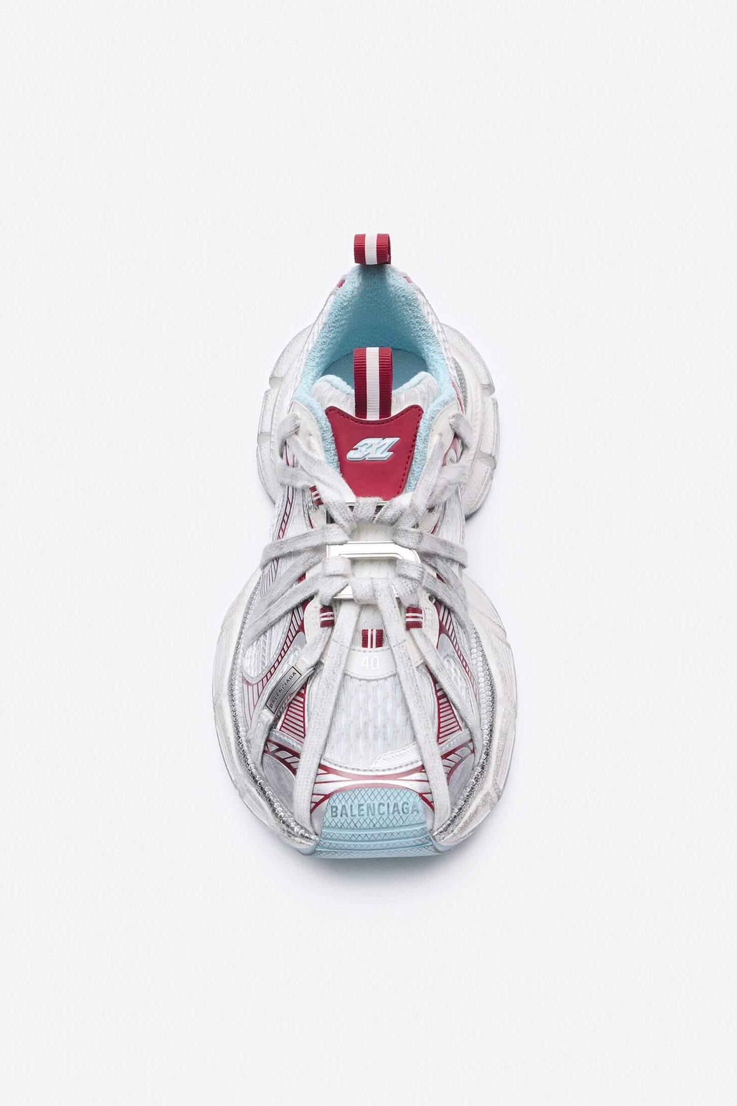 Men’s Balenciaga 3XL Extreme sneakers in White/Red/Turquoise/Grey 825601W3XCH1614 top front view