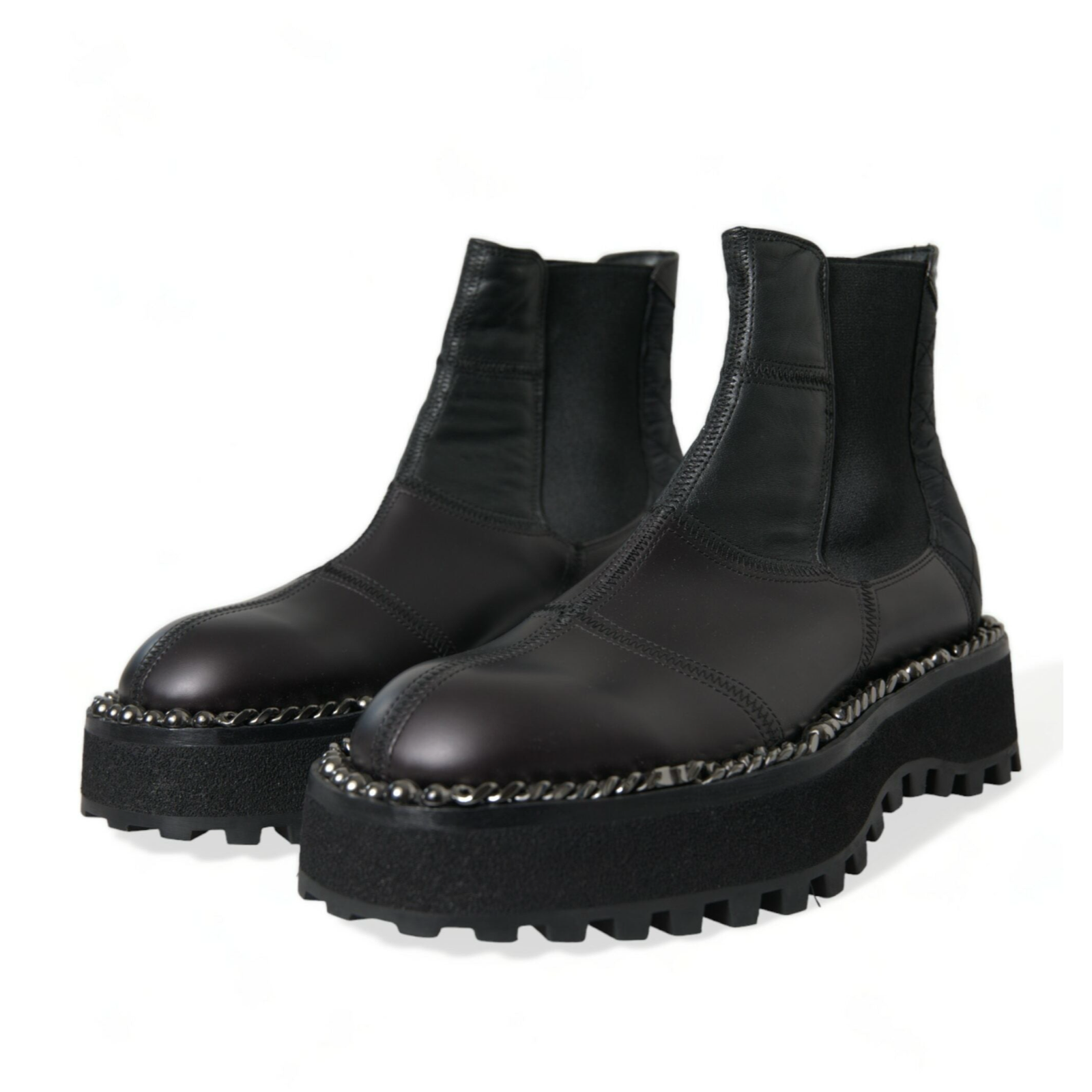 Dolce & Gabbana Chain Embellished Men Boots Front View