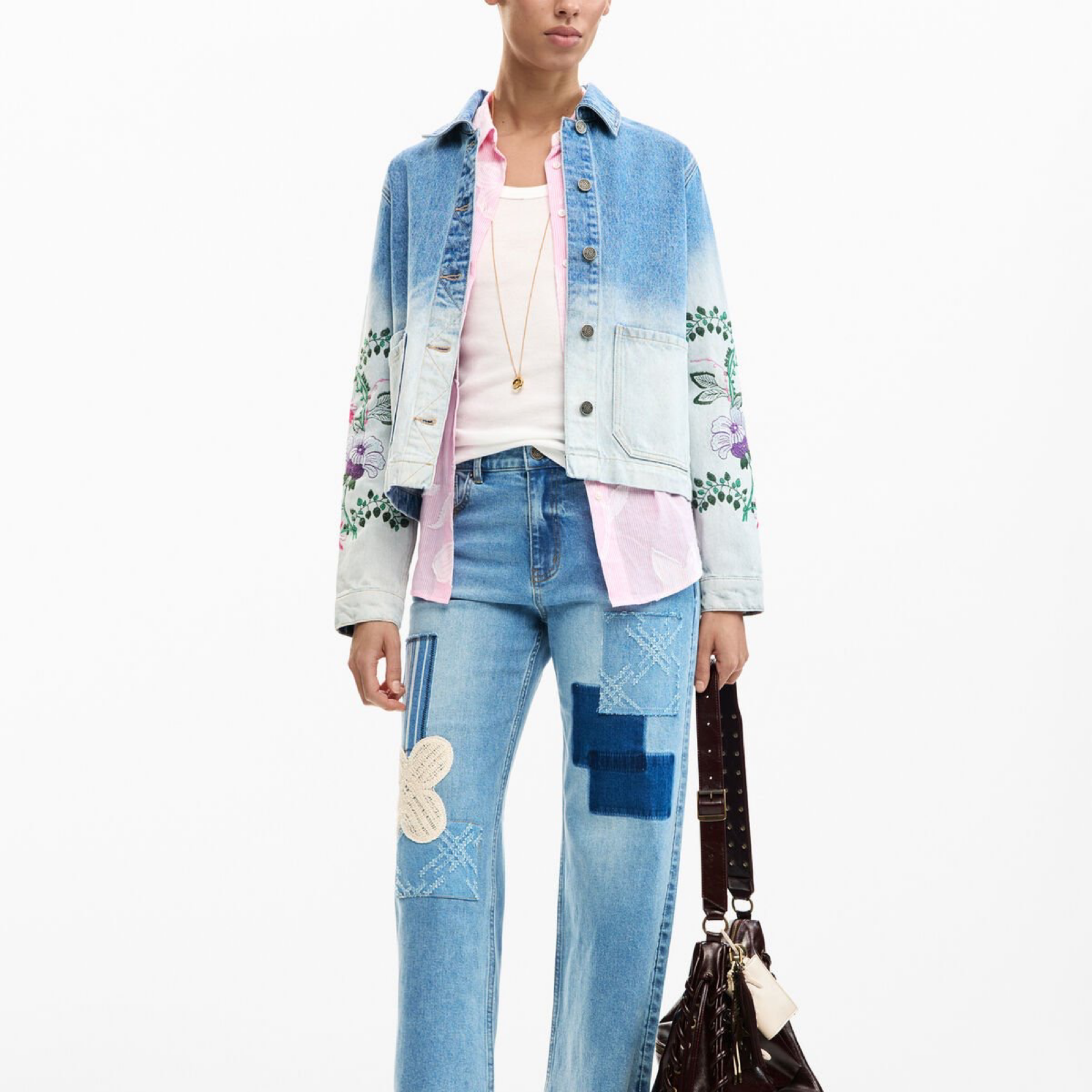 Дамско дънково яке Desigual Women Denim Jacket 26SWED16 5053 Front View