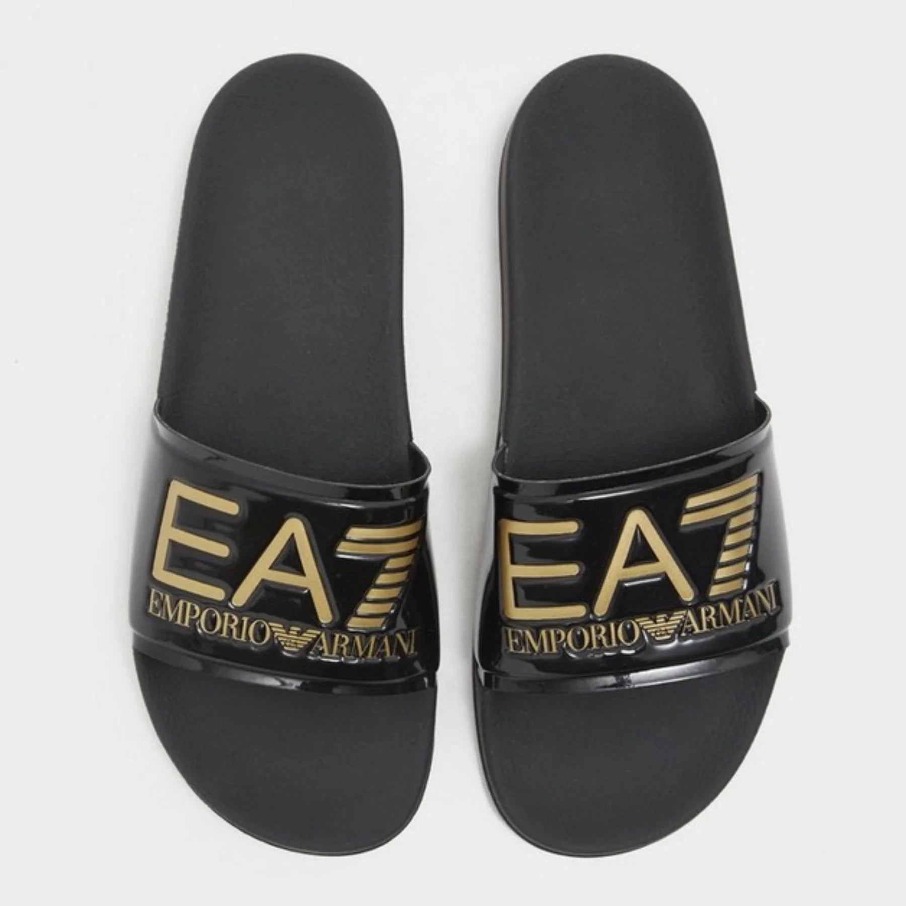 Унисекс чехли джапанки EA7 Emporio Armani в черно и златисто
