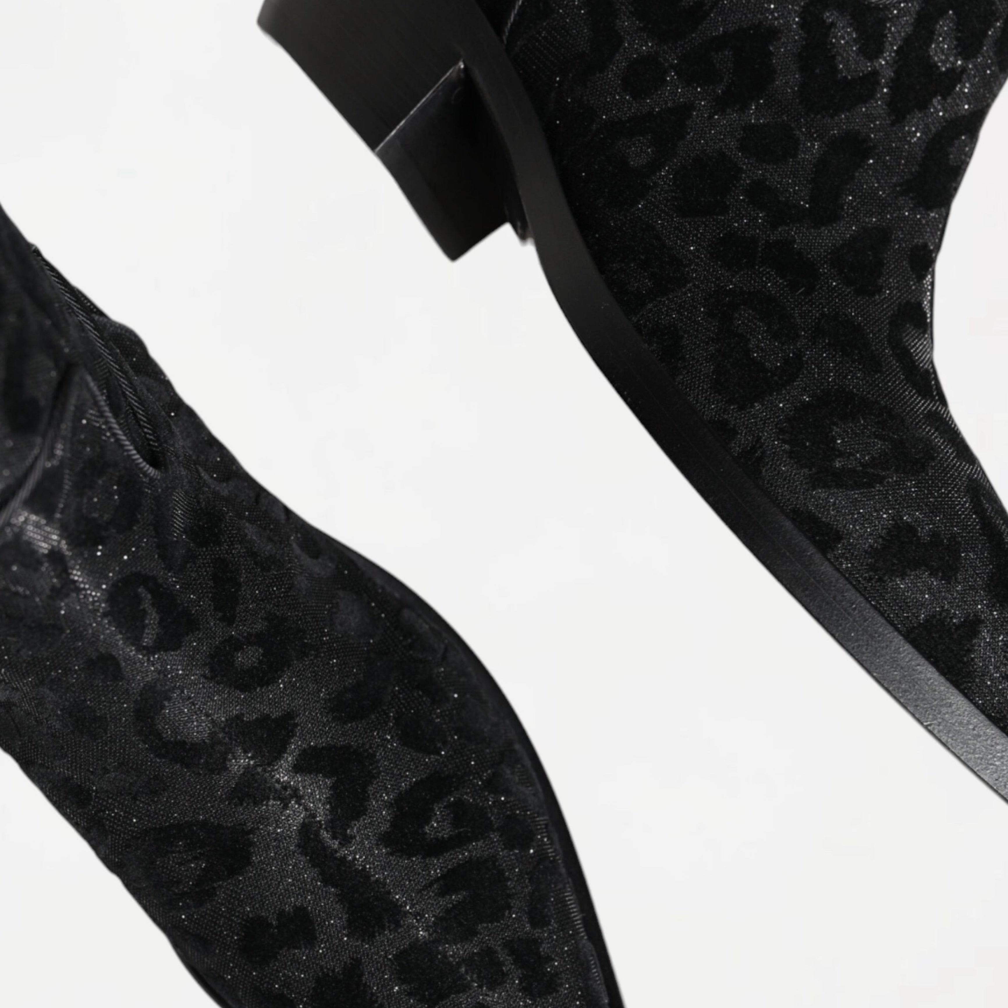 Дамски каубойски ботуши Dolce & Gabbana Women Black Gray Leopard Cowboy Boots в черно и сиво
