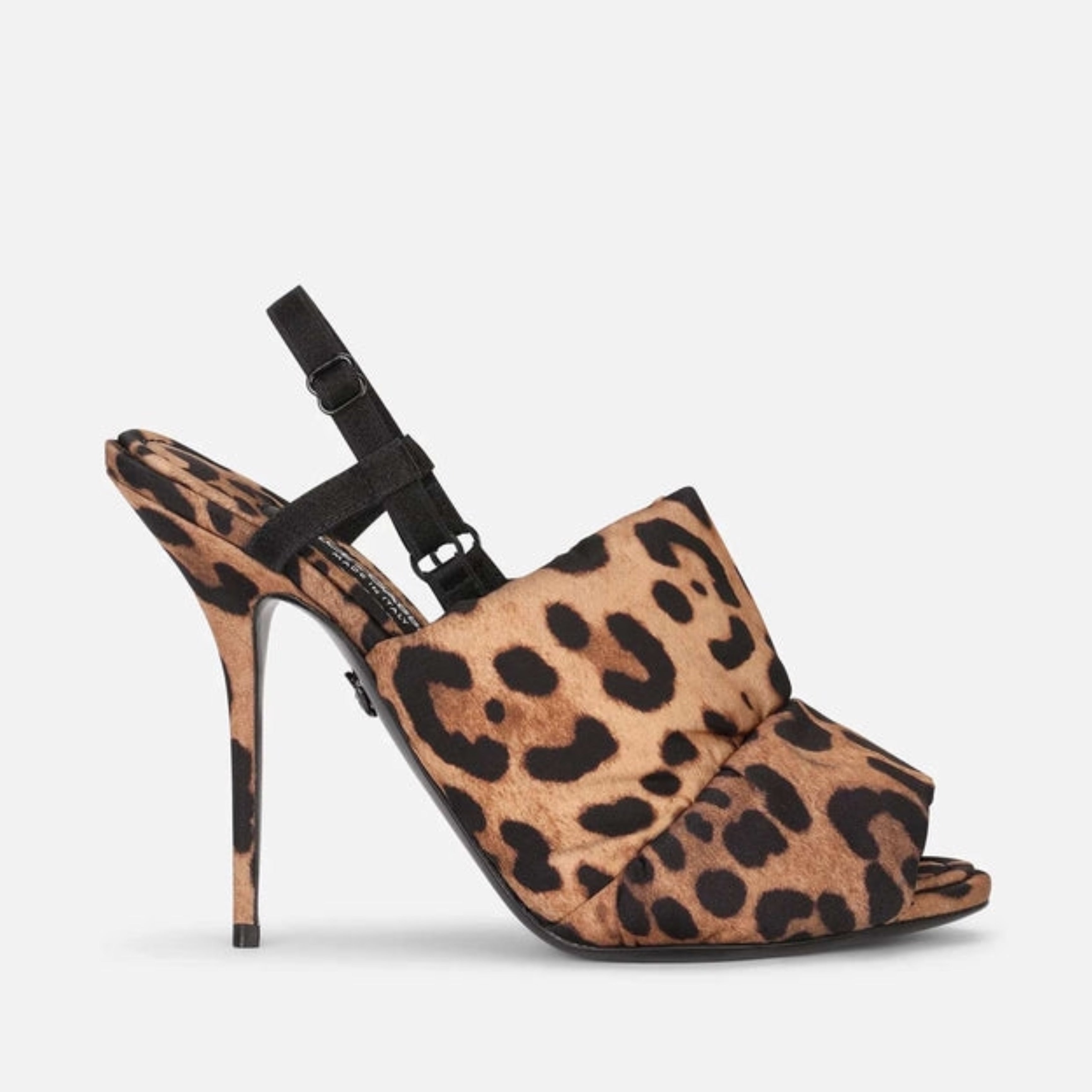 Дамски леопардови сандали на висок ток Dolce & Gabbana Quilted Leopard Print Nylon Sandals Heels