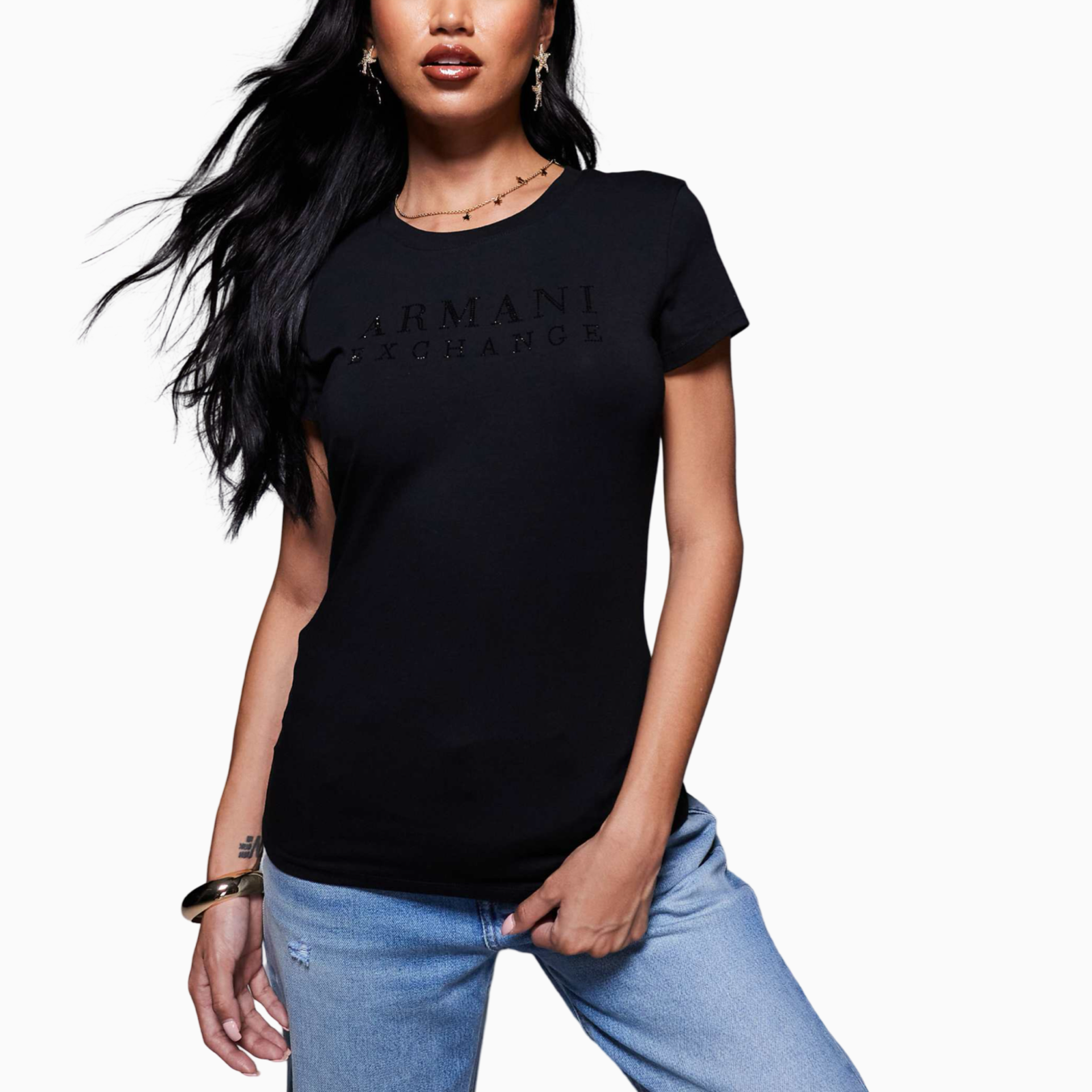 Дамска черна тениска Armani Exchange Women T-shirt XW001349 AF17173 Front View