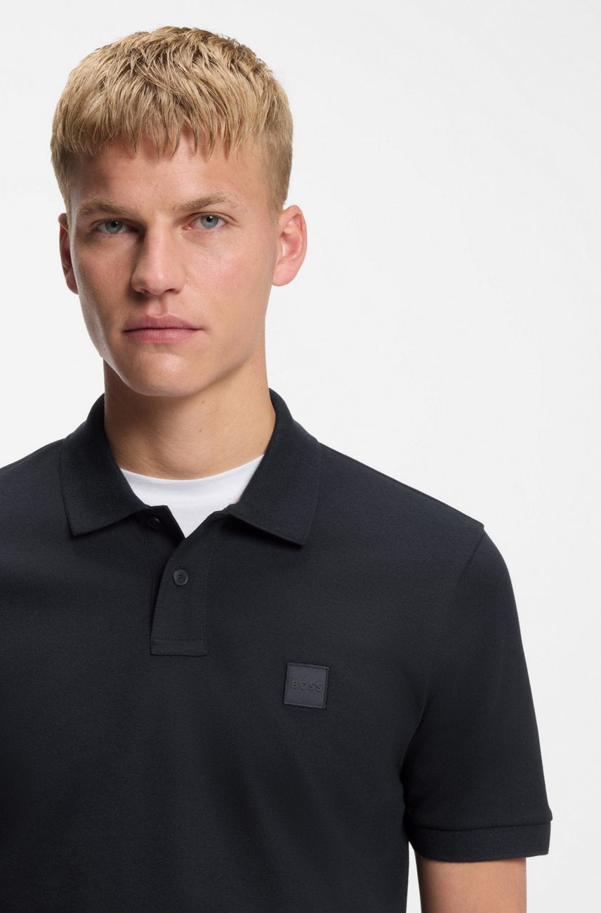Мъжка поло тениска Men’s Stretch-ccotton slim-fit polo shirt Hugo Boss Passenger 50507803 Black Close up view
