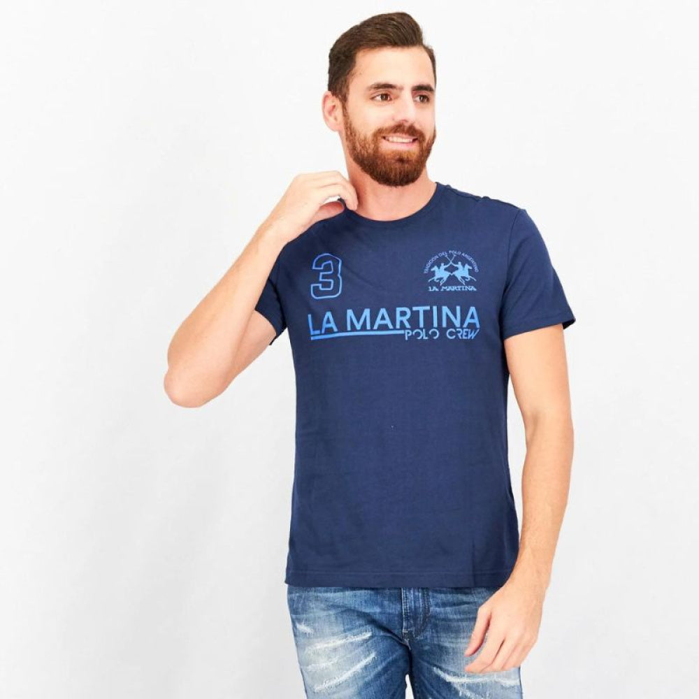 Мъжка тениска в тъмносиньо La Martina Men’s t-shirt La Martina XMR310 JS206 07017 Navy Blue Front view