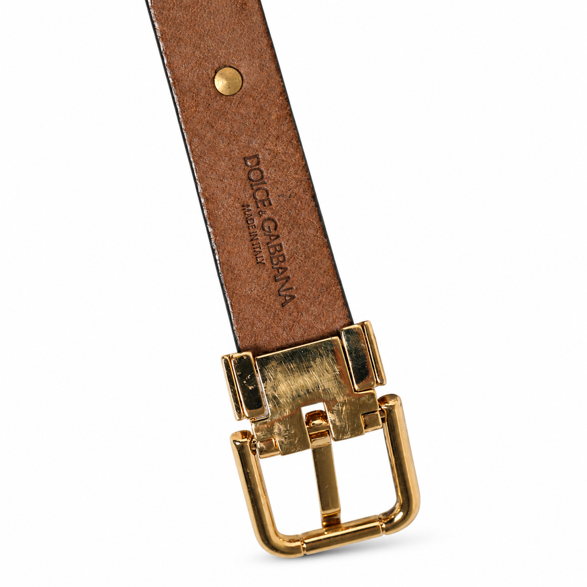 Dolce & Gabbana Brown Leather Gold Silver Coin Buckle Belt