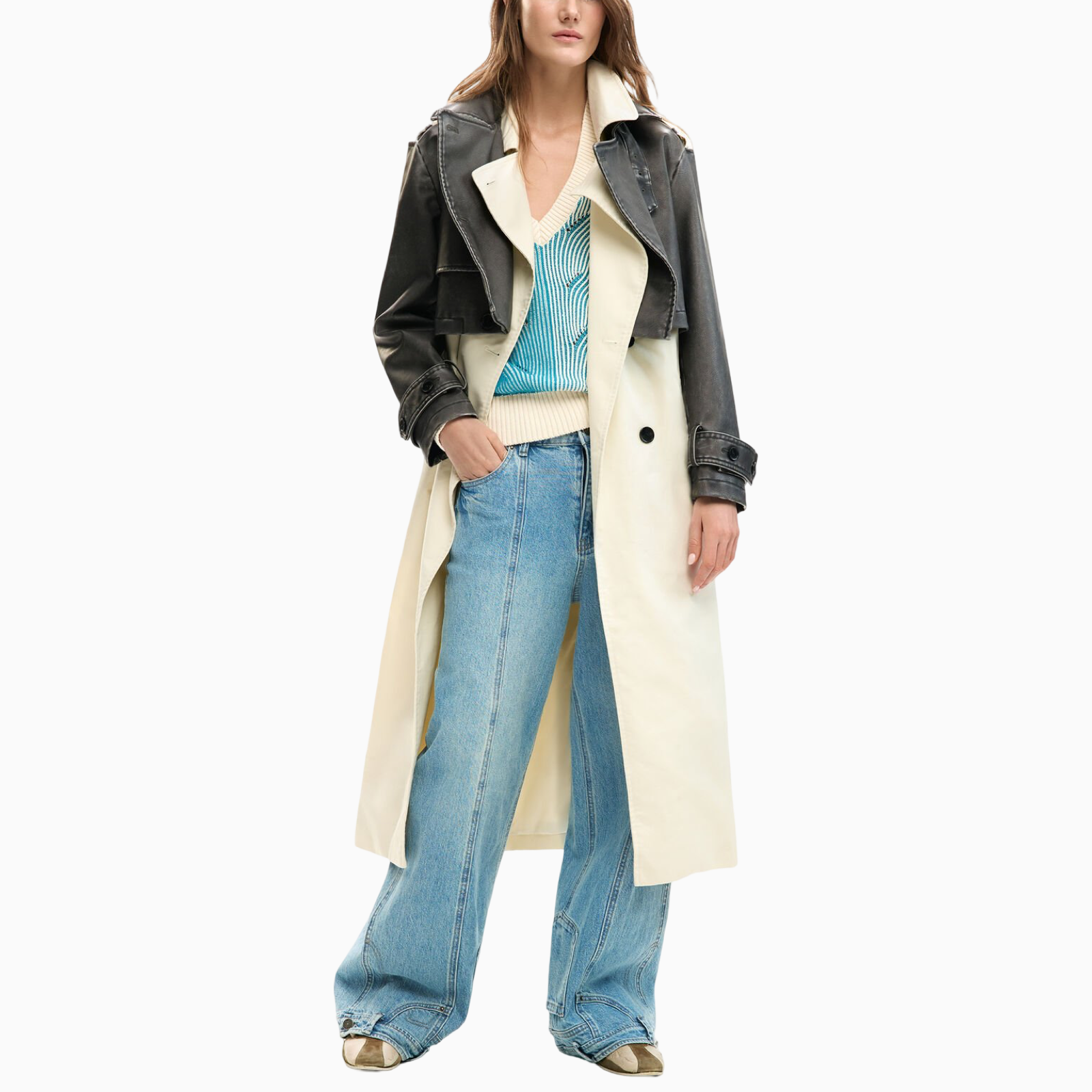 Дамско палто Desigual Women Trench Coat 26SWEW34 1021 Front View