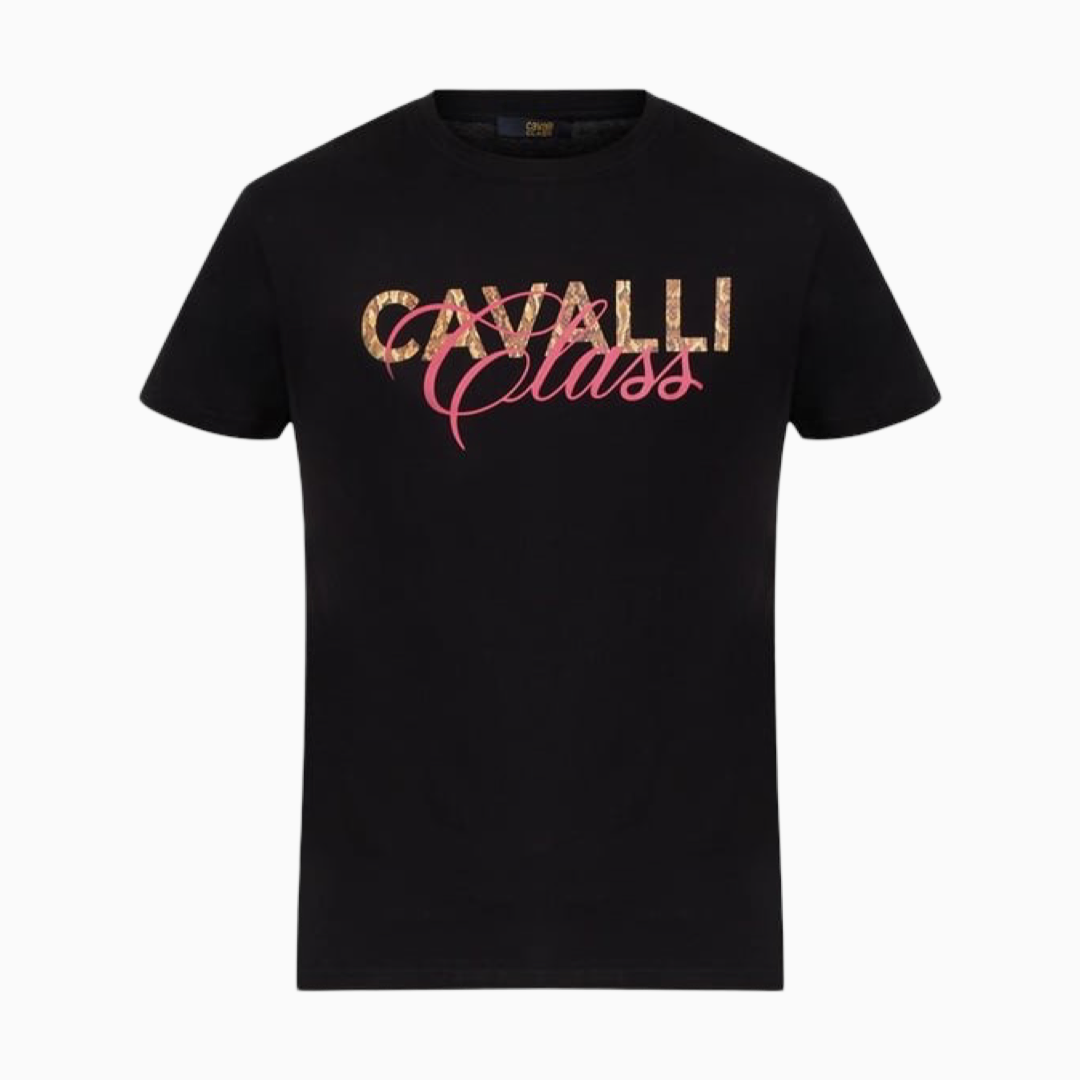 Мъжка черна тениска Cavalli Class CLL2MTS03