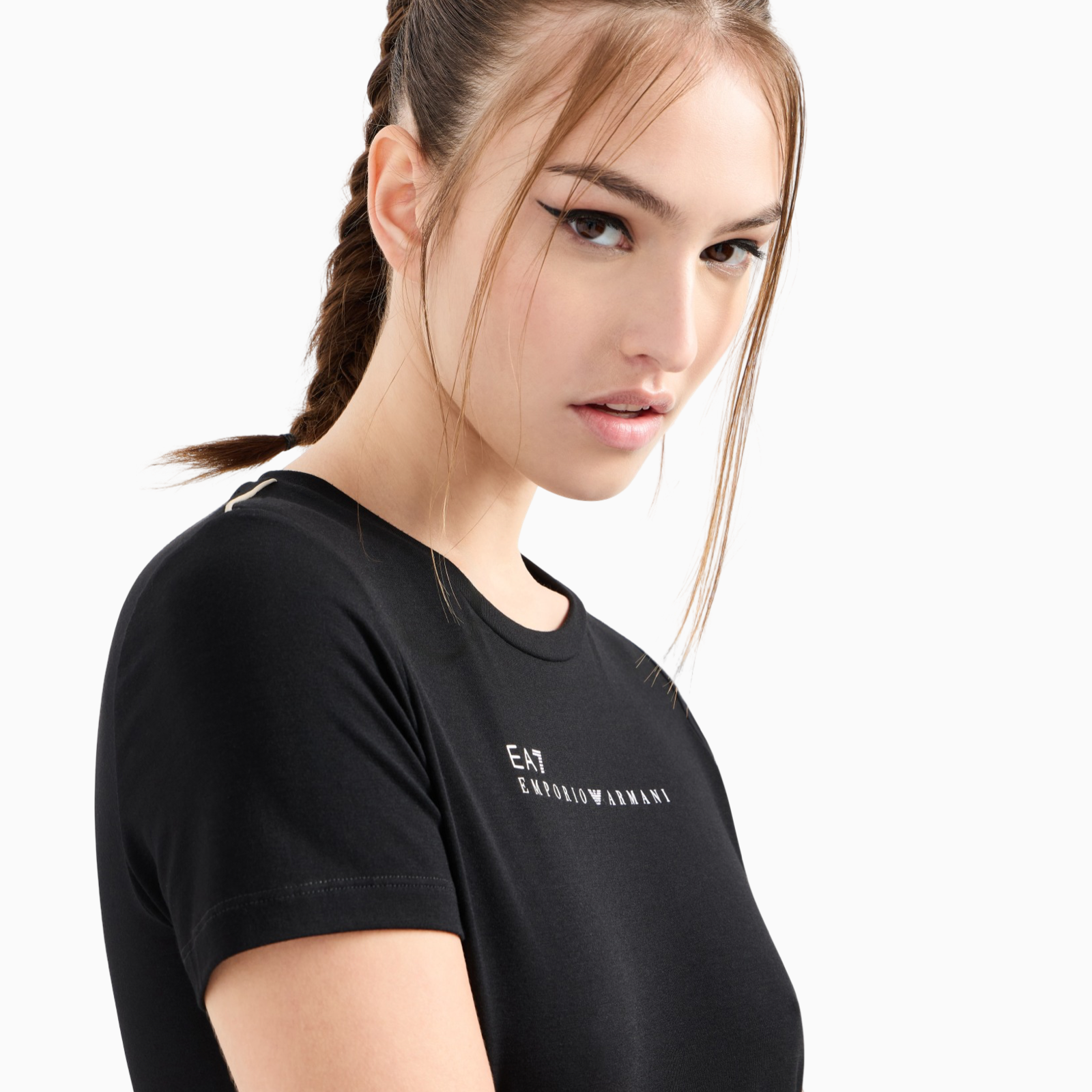 Дамска черна тениска EA7 Emporio Armani Natural Ventus7 7W000274 AF12945 Close