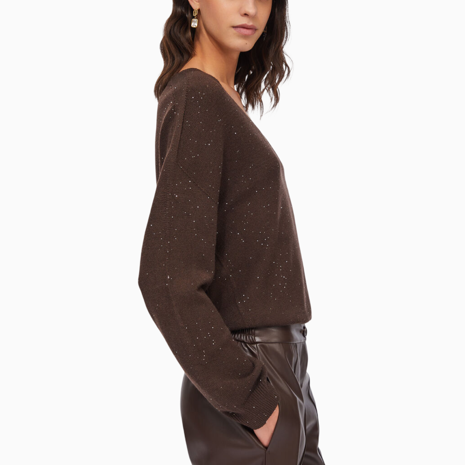 Дамски кафяв пуловер Liu Jo Sweater MF5233 MA27R Side View
