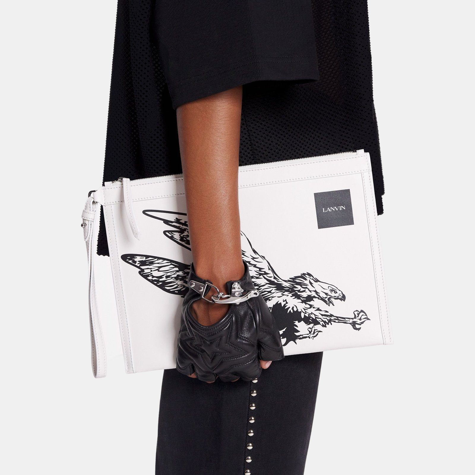 Lanvin Eagle Print Men Clutch Bag