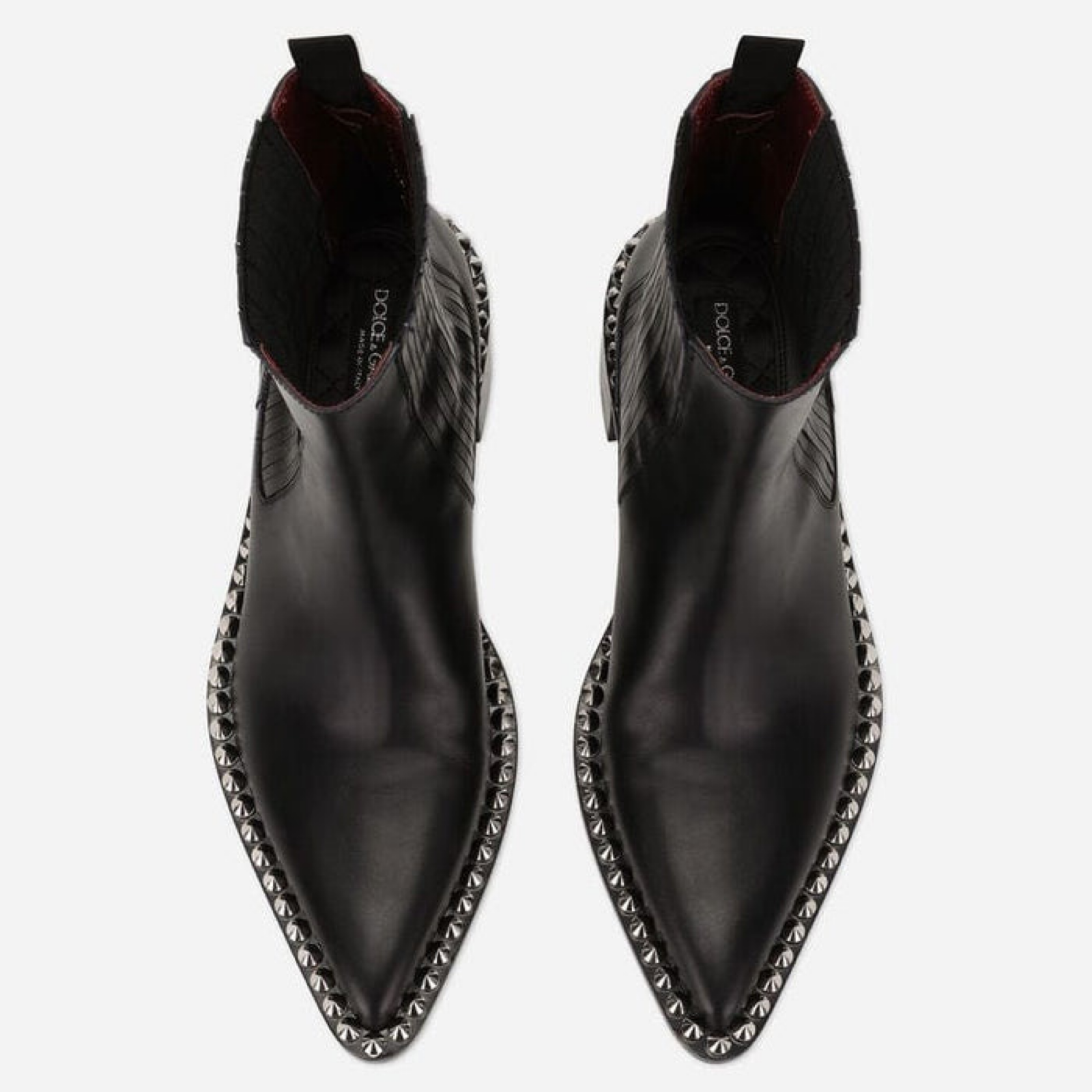 Dolce & Gabbana Achille Studded Brushed Leather Women Ankle Boots A60479 AB468 80999 Top View