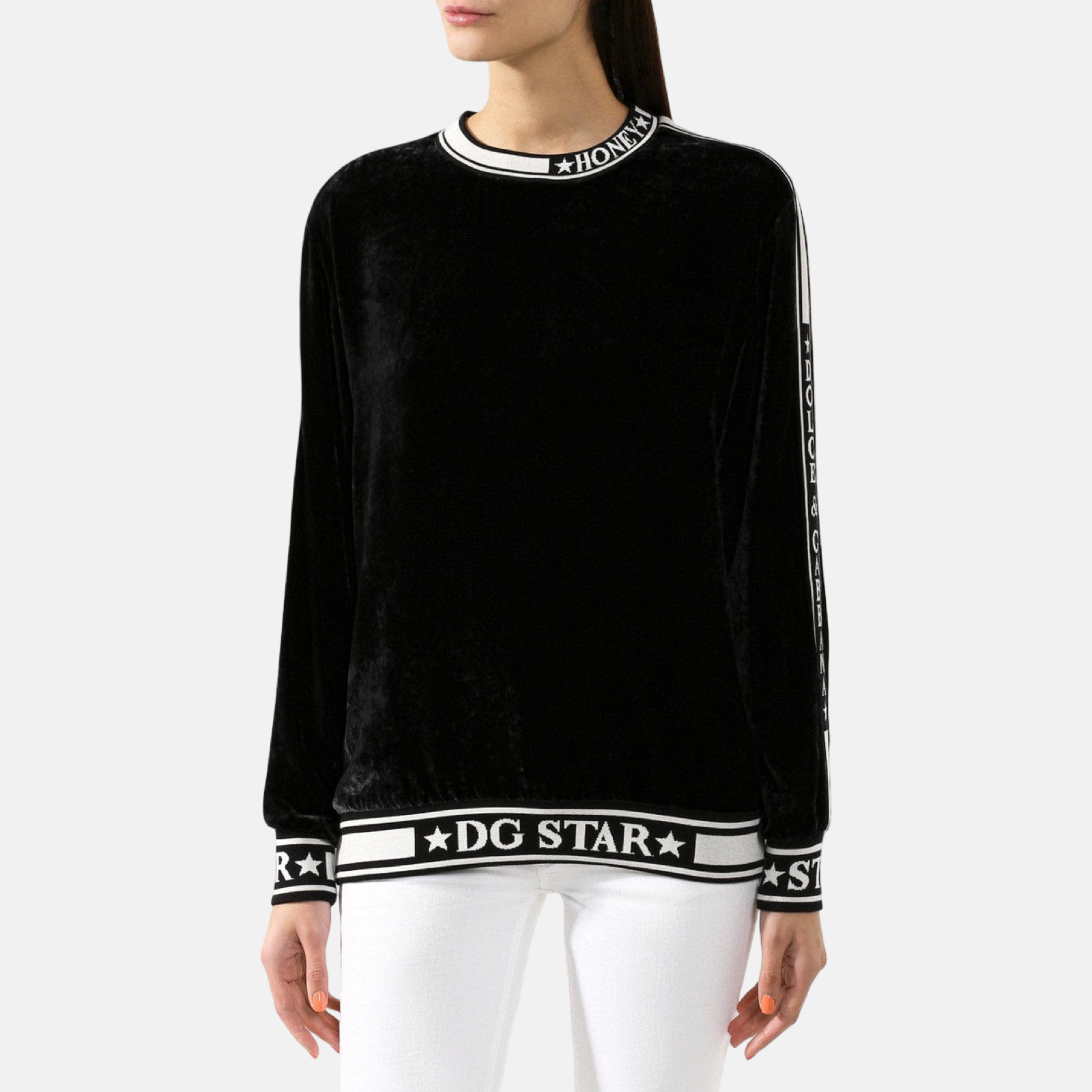 Dolce & Gabbana Silk Blend Velvet Women Sweater Front View