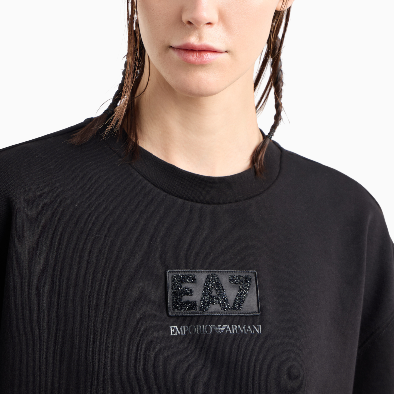Дамска черна тениска EA7 Emporio Armani 7W000177 AF12473 Detail