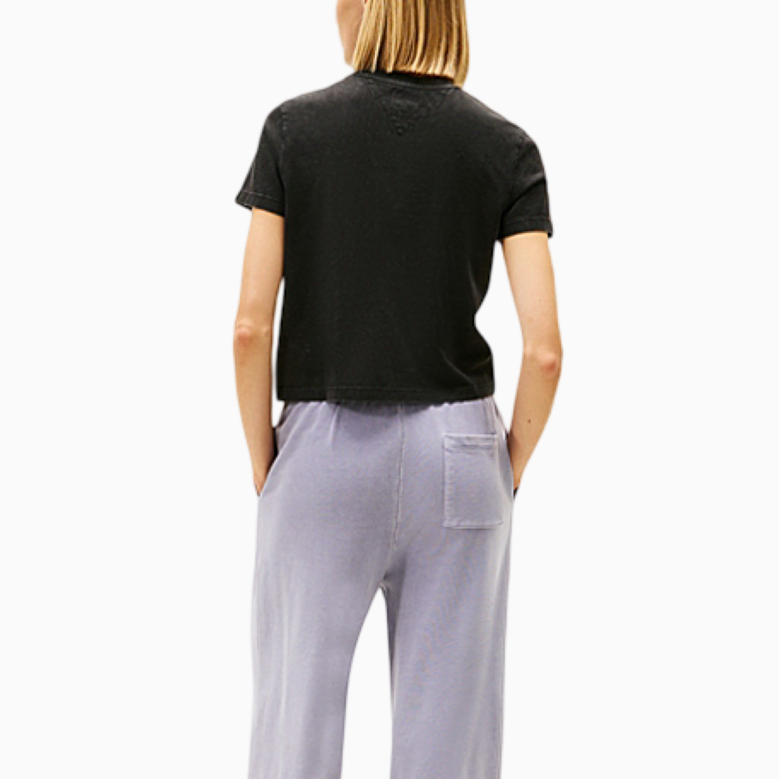 Дамска черна тениска Tommy Hilfiger Jeans Women T-shirt DW0DW22539 BDS Back View