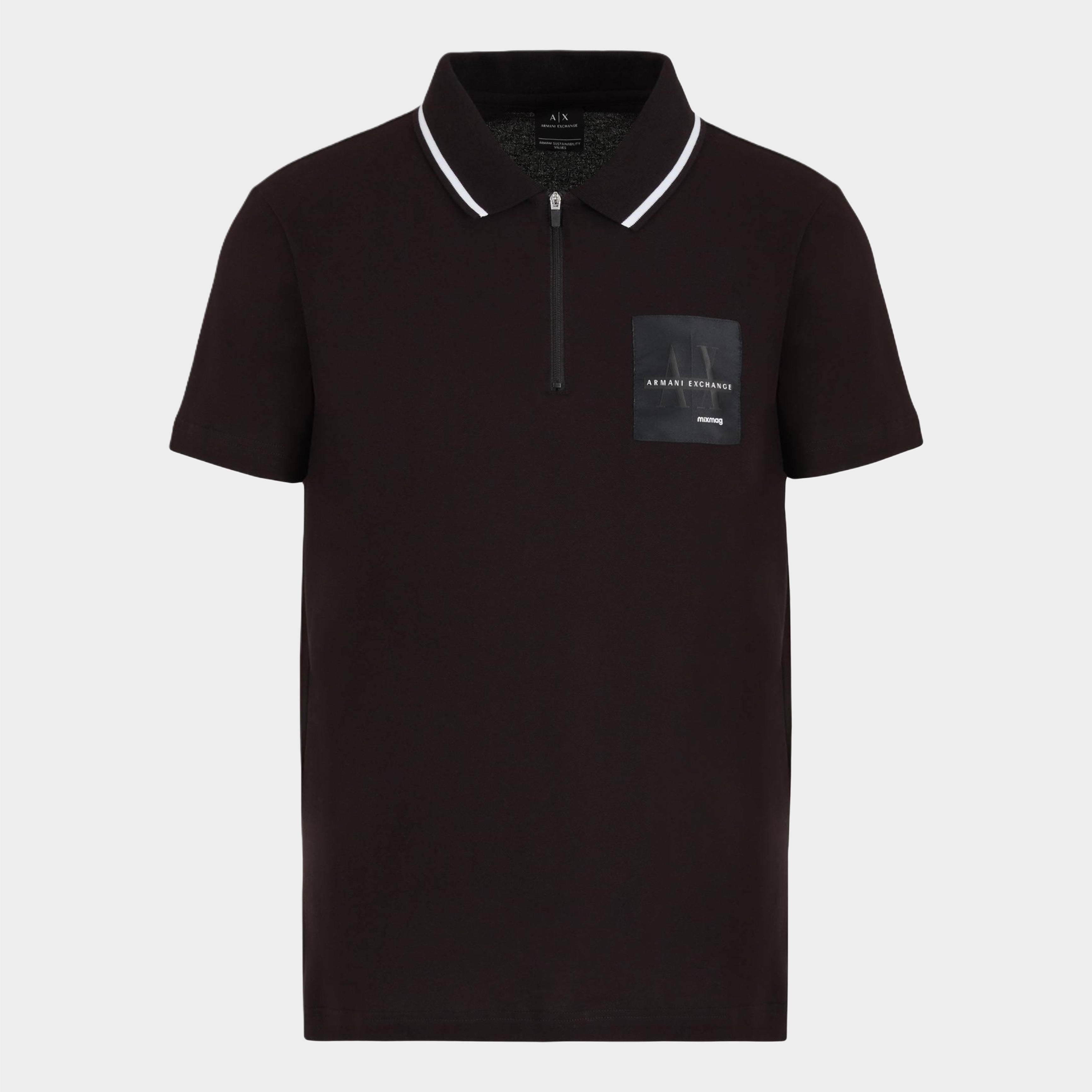 Мъжка поло тениска с цип Men’s zipped polo shirt Armani Exchange 3DZFJA ZJXHZ 1200 Black