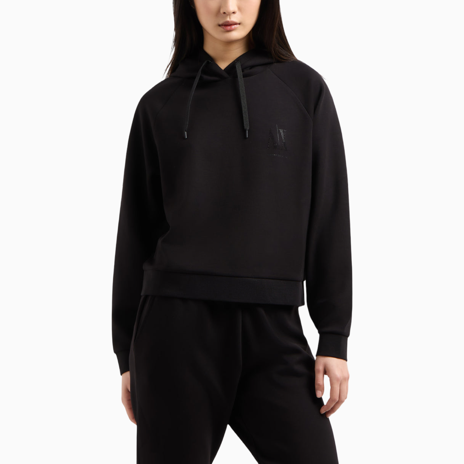 Дамско черно худи Armani Exchange Women Hoodie XW000827 AF13397 Front View
