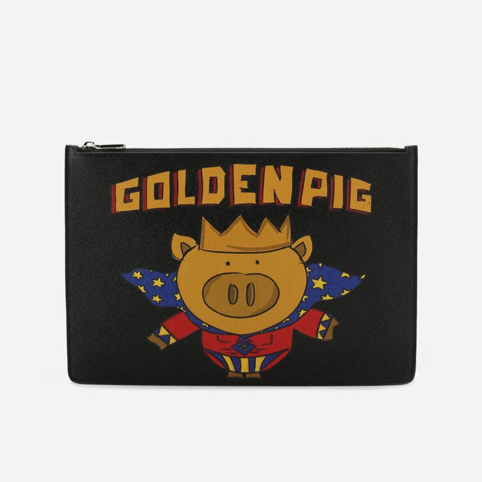 Dolce & Gabbana Golden Pig Print Men Clutch Bag BP2182 AZ706 HNW56 Front View