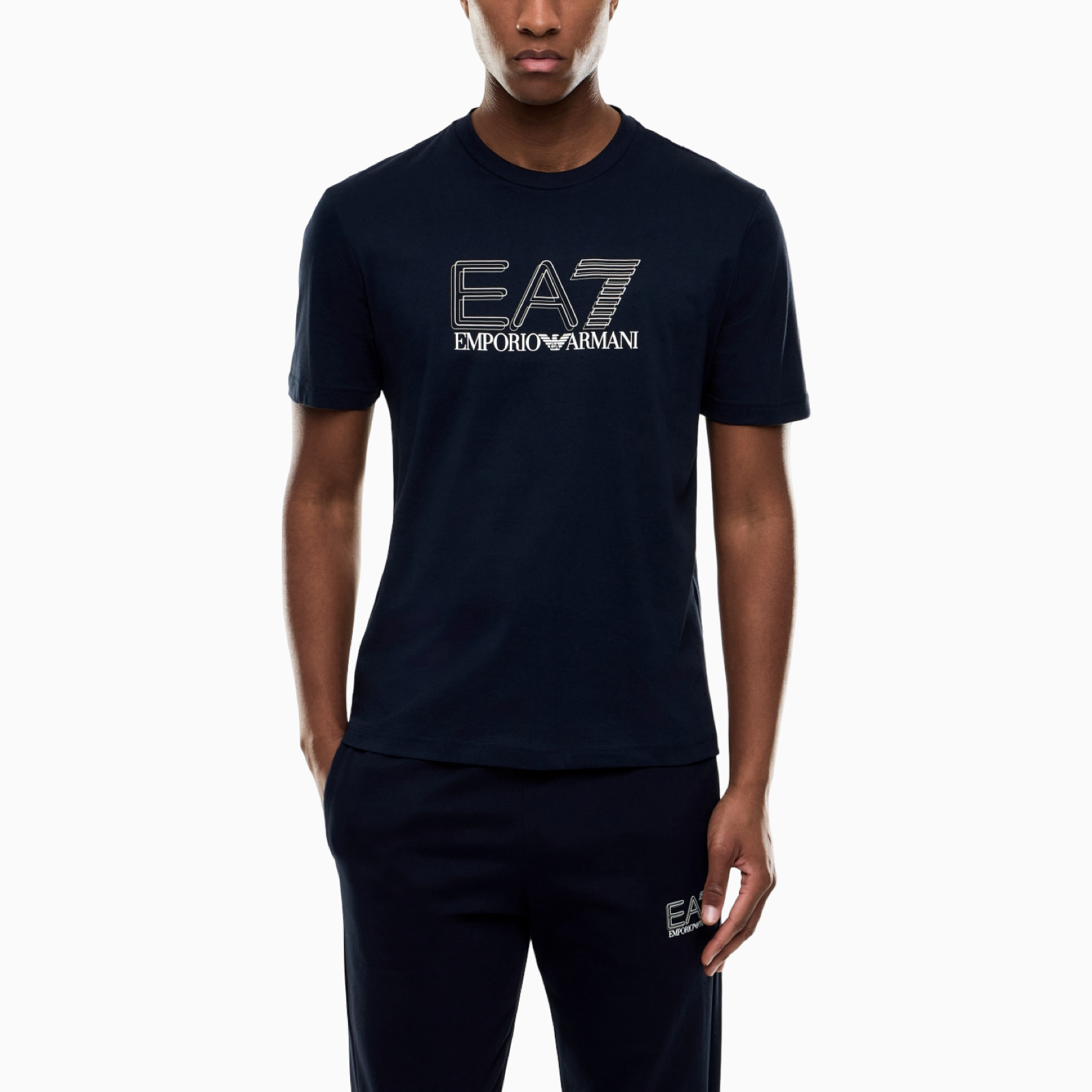 Мъжка тъмно синя тениска EA7 Emporio Armani Men T-shirt 7M001307 AF10375 UB102 Front View