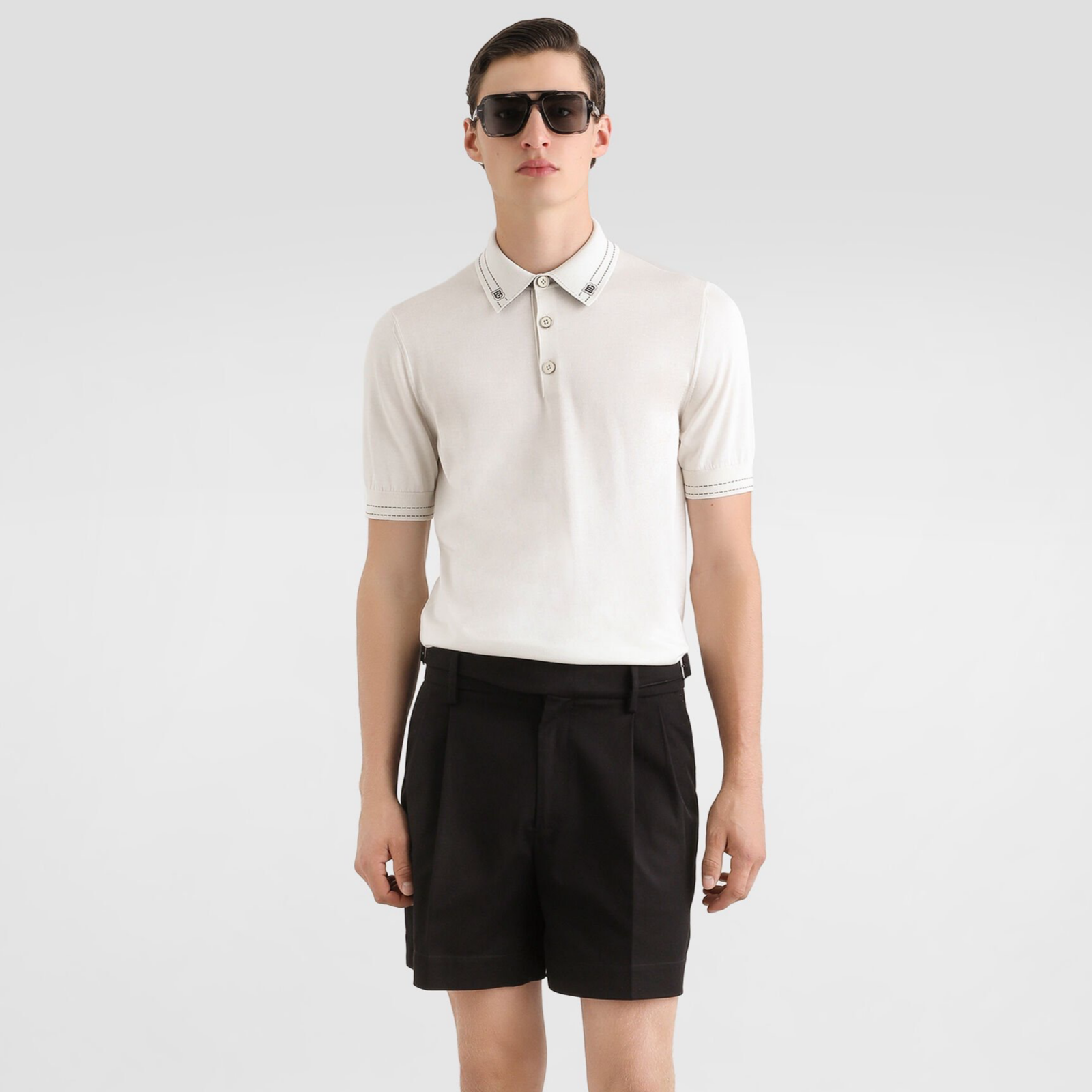 Dolce & Gabbana Beige Silk Polo Shirt GXZ02TJBSOIW0001 Back View