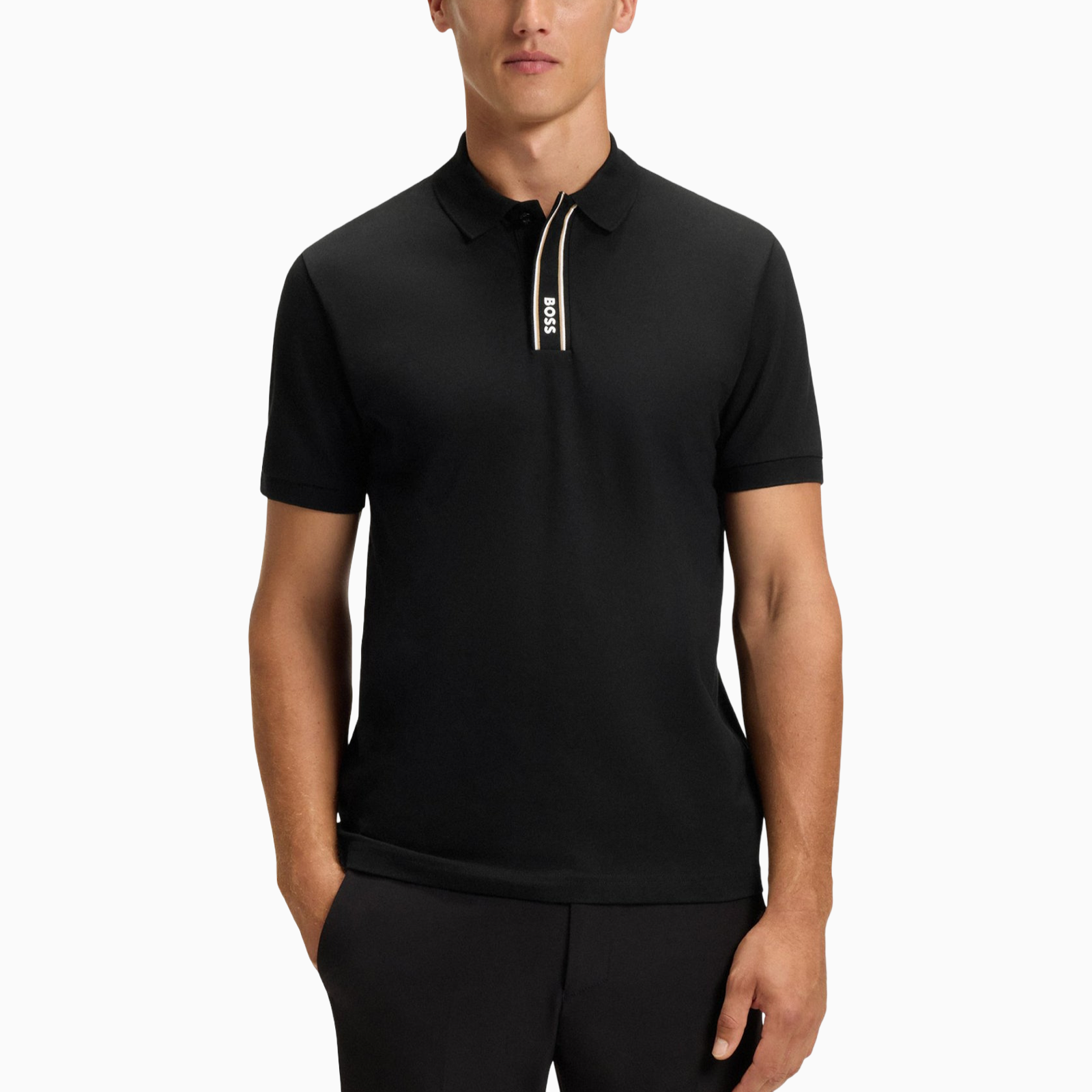 Мъжка черна поло тениска Boss Paddy GOC Golf Men Polo 50549362 001 Front View