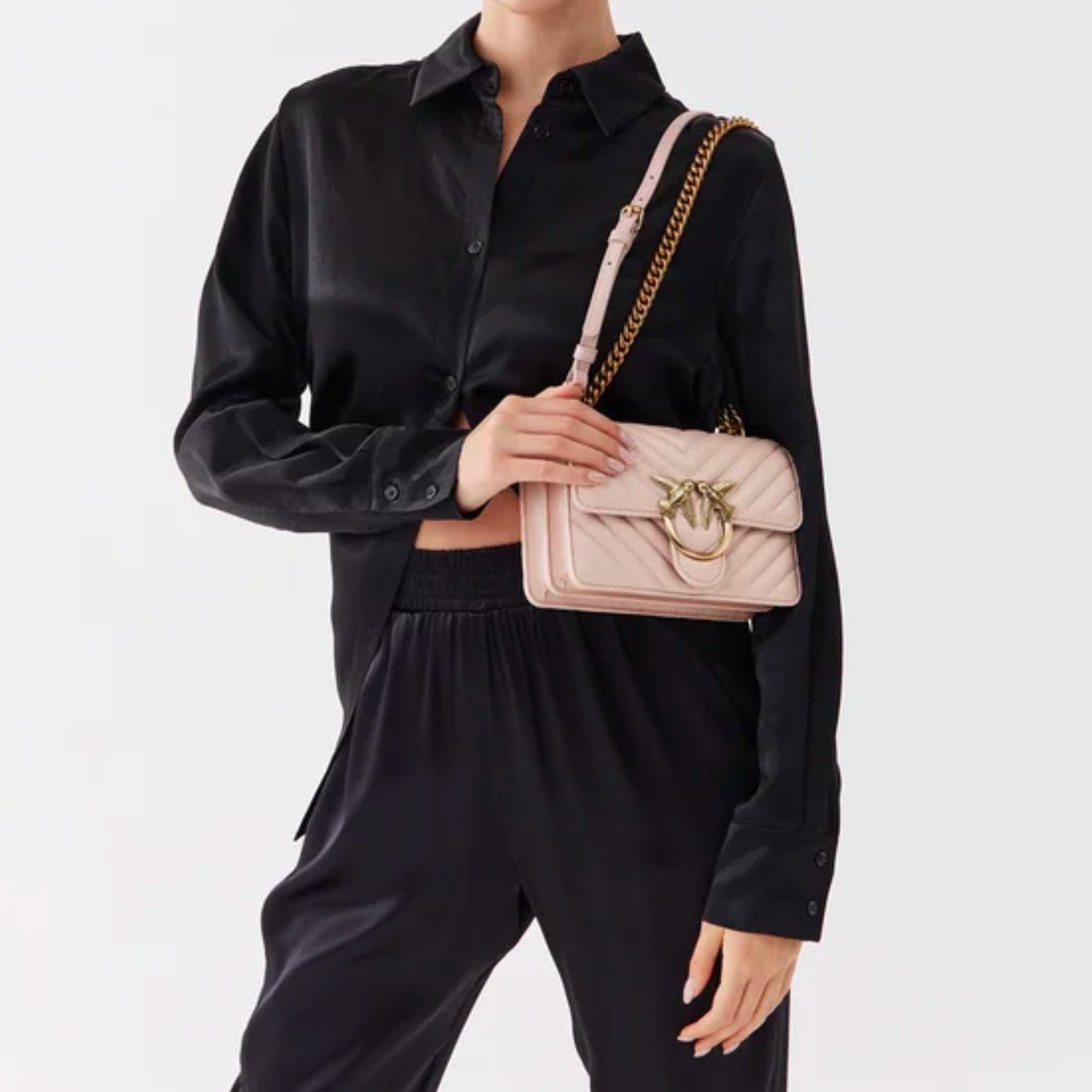Дамска чанта Women’s shoulder bag PINKO Love One Mini Chevron 100074 A0GK O81Q Cipria lifestyle view 
