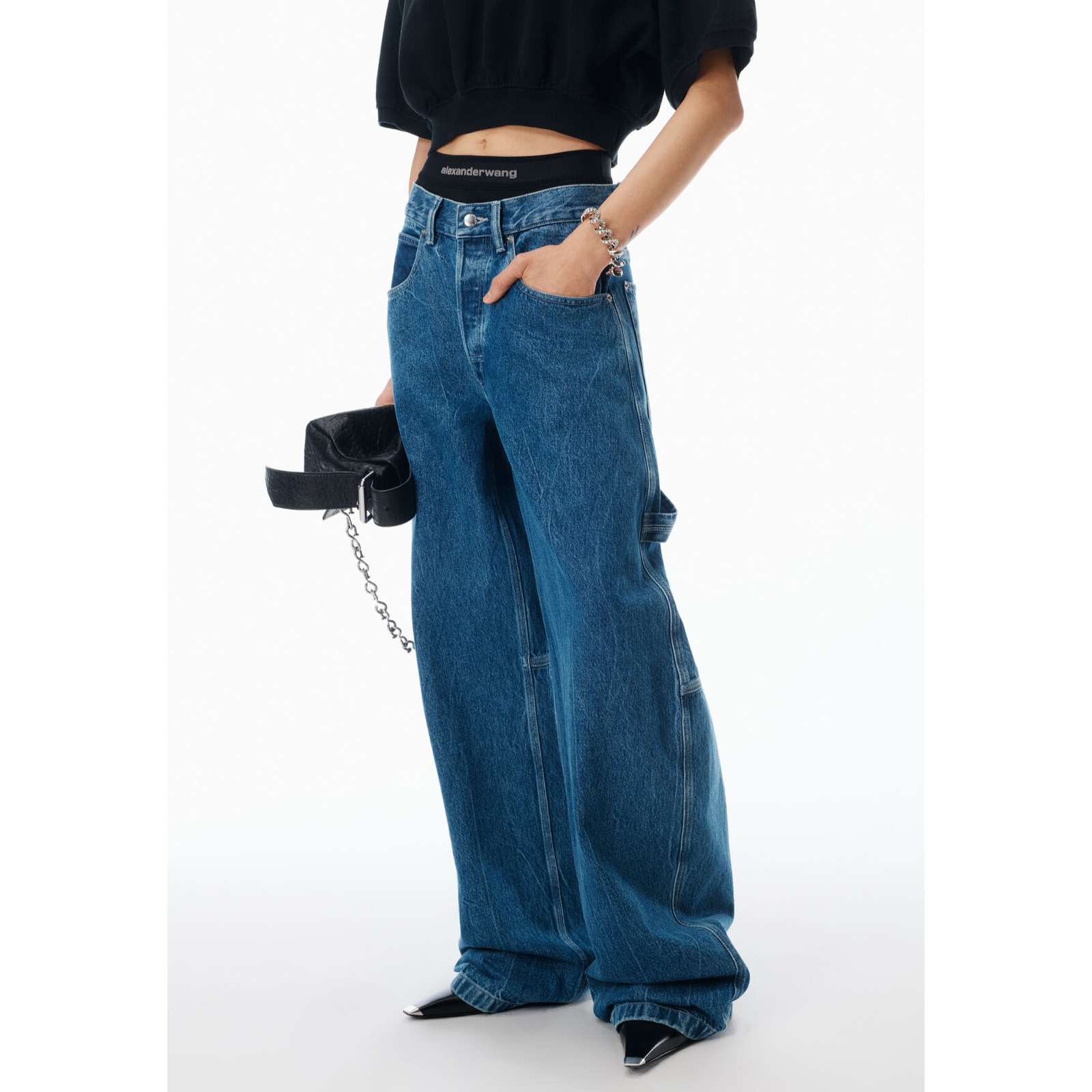 Alexander Wang Pre-Styled Mid-Rise Jeans 4DC1264967401 Side View