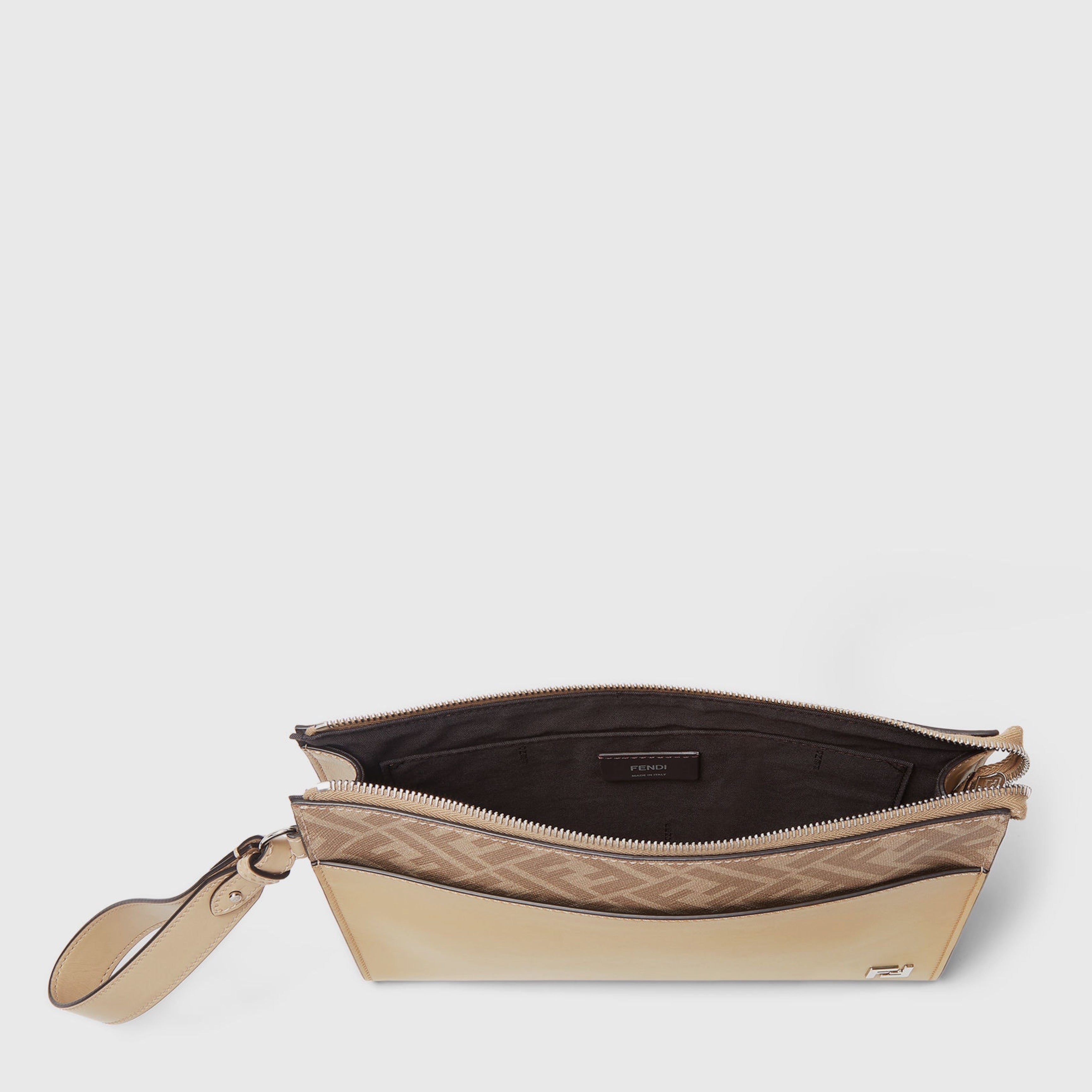 Мъжка клъч чанта Men’s FF Squared clutch bag FENDI 7VA491AV83F19VE Beige top view