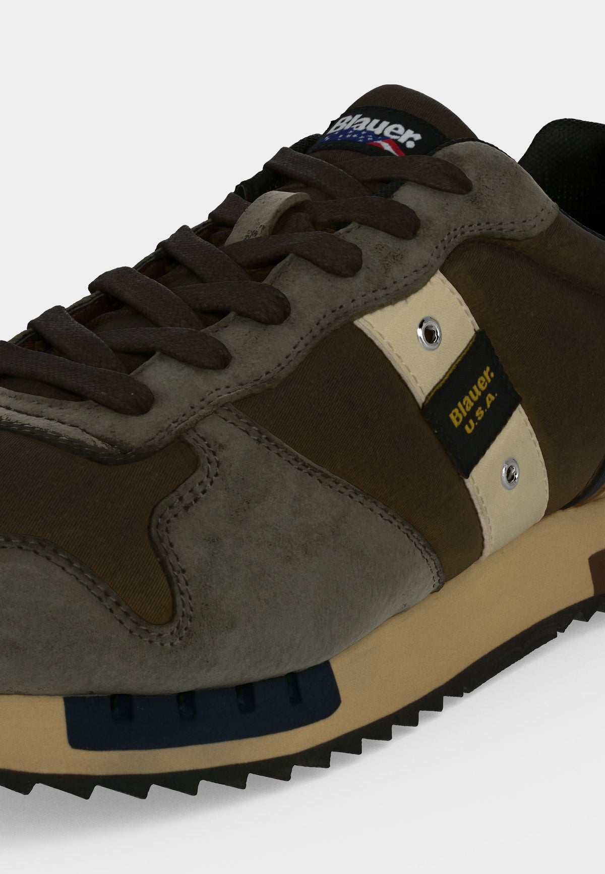 Мъжки маратонки Blauer F6QUEENS01WAX (кафяво / военно зелено) Близък план