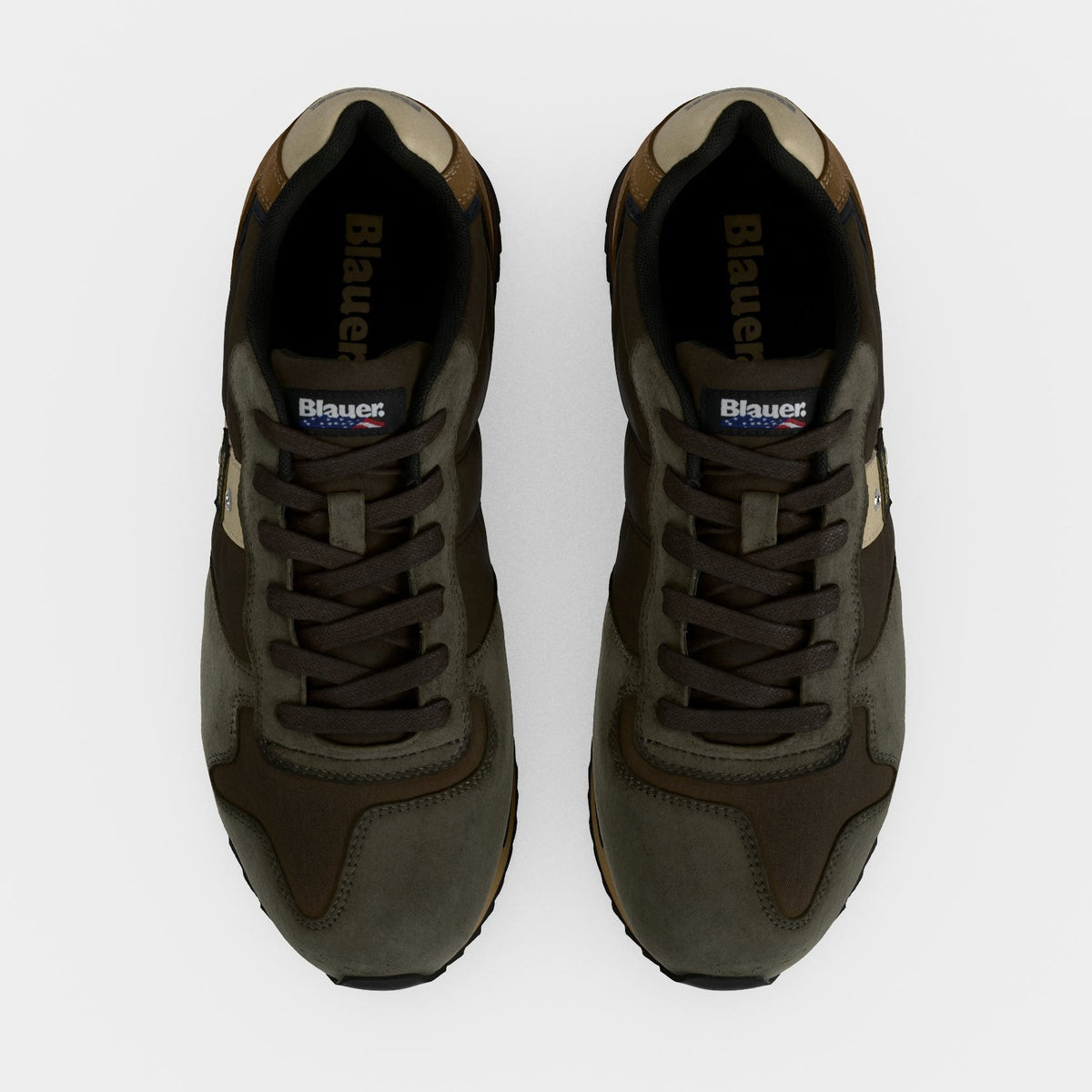 Мъжки маратонки Blauer F6QUEENS01WAX (кафяво / военно зелено) Изглед отгоре