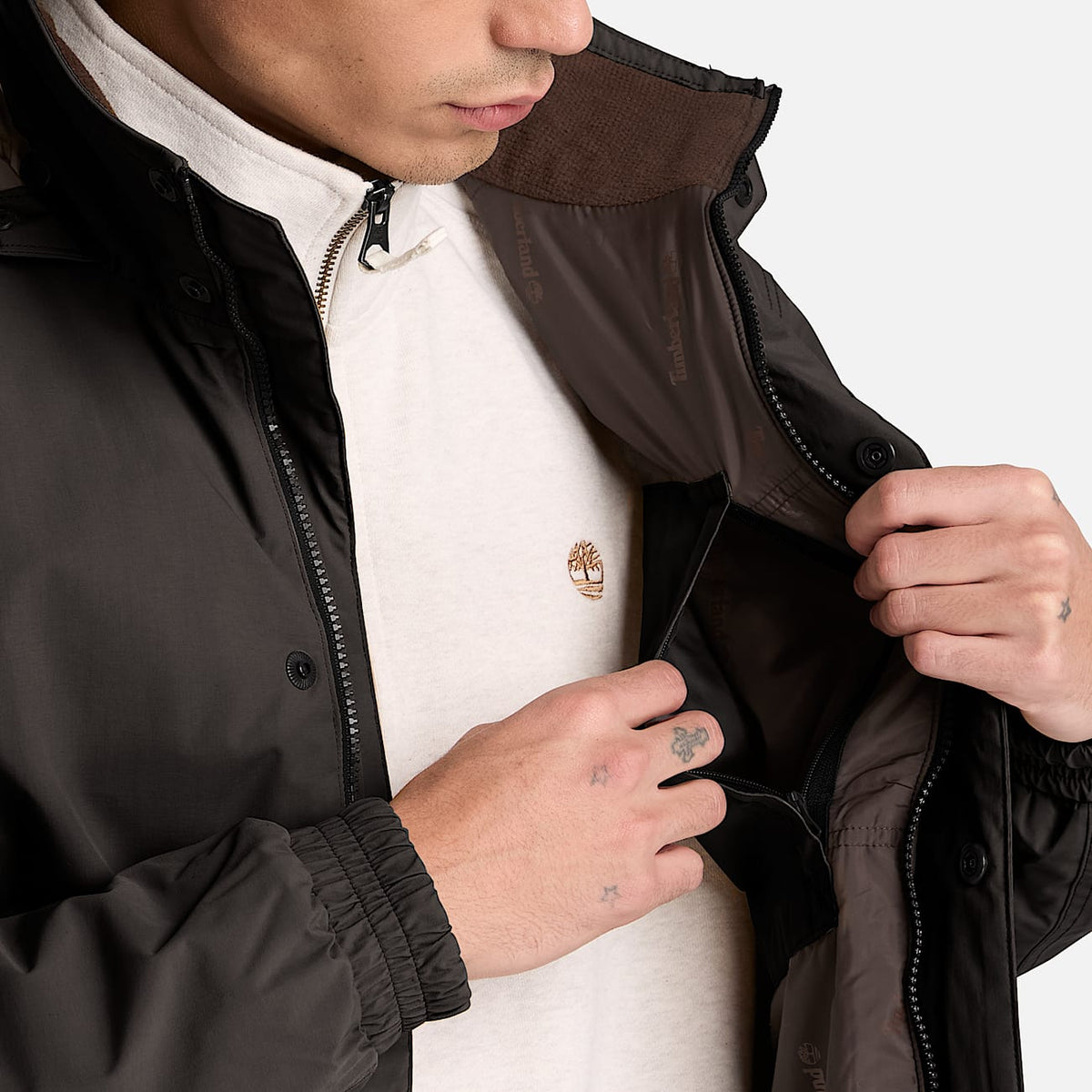 Timberland men’s jacket TBC0YH78CN1 – Brown – Inside view, Side view