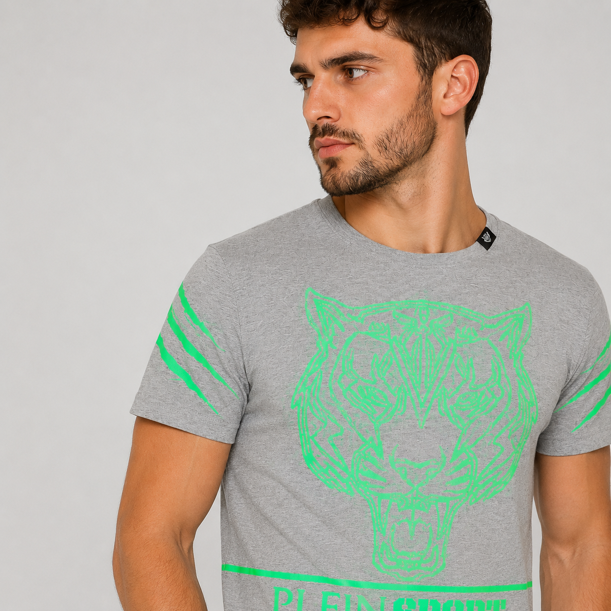 Мъжка сива тениска Plein Sport Men T-shirt TIPS102IT 94GR Close-Up