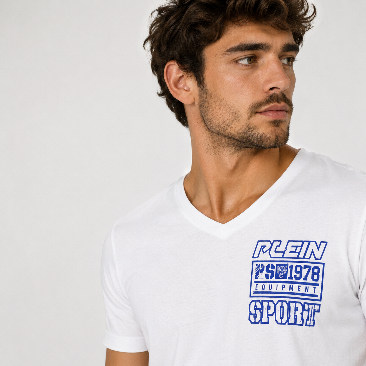 Мъжка бяла тениска Plein Sport Men T-shirt TIPS103 01WH Close-Up