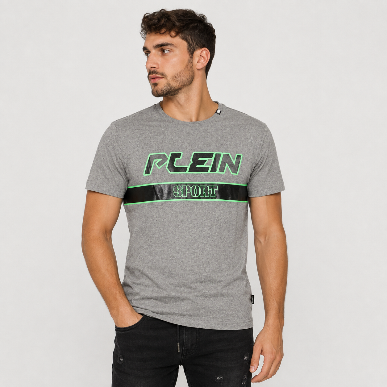 Мъжка сива тениска Plein Sport Men T-shirt TIPS105 94GR Front View