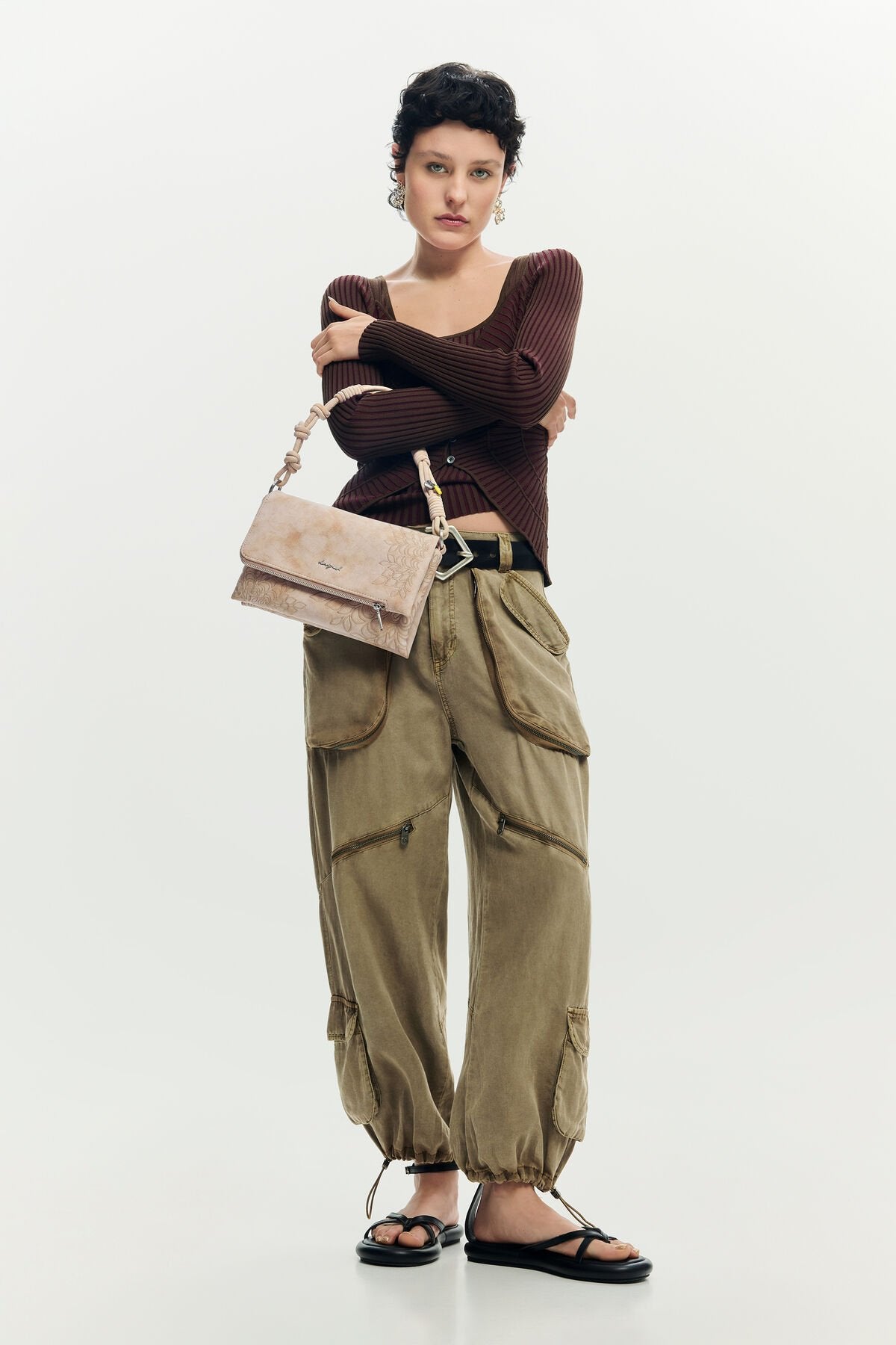 Дамска чанта за ръка Women’s handbag Desigual 26SAXPB9 1018 Beige head to head view