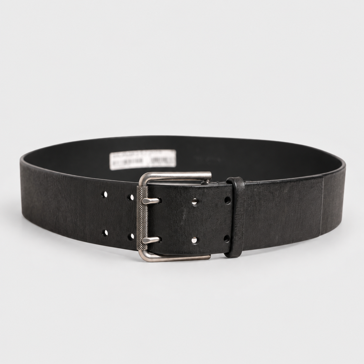 Dolce & Gabbana Men Black Classic Leather Metal Buckle Belt - studio view 3