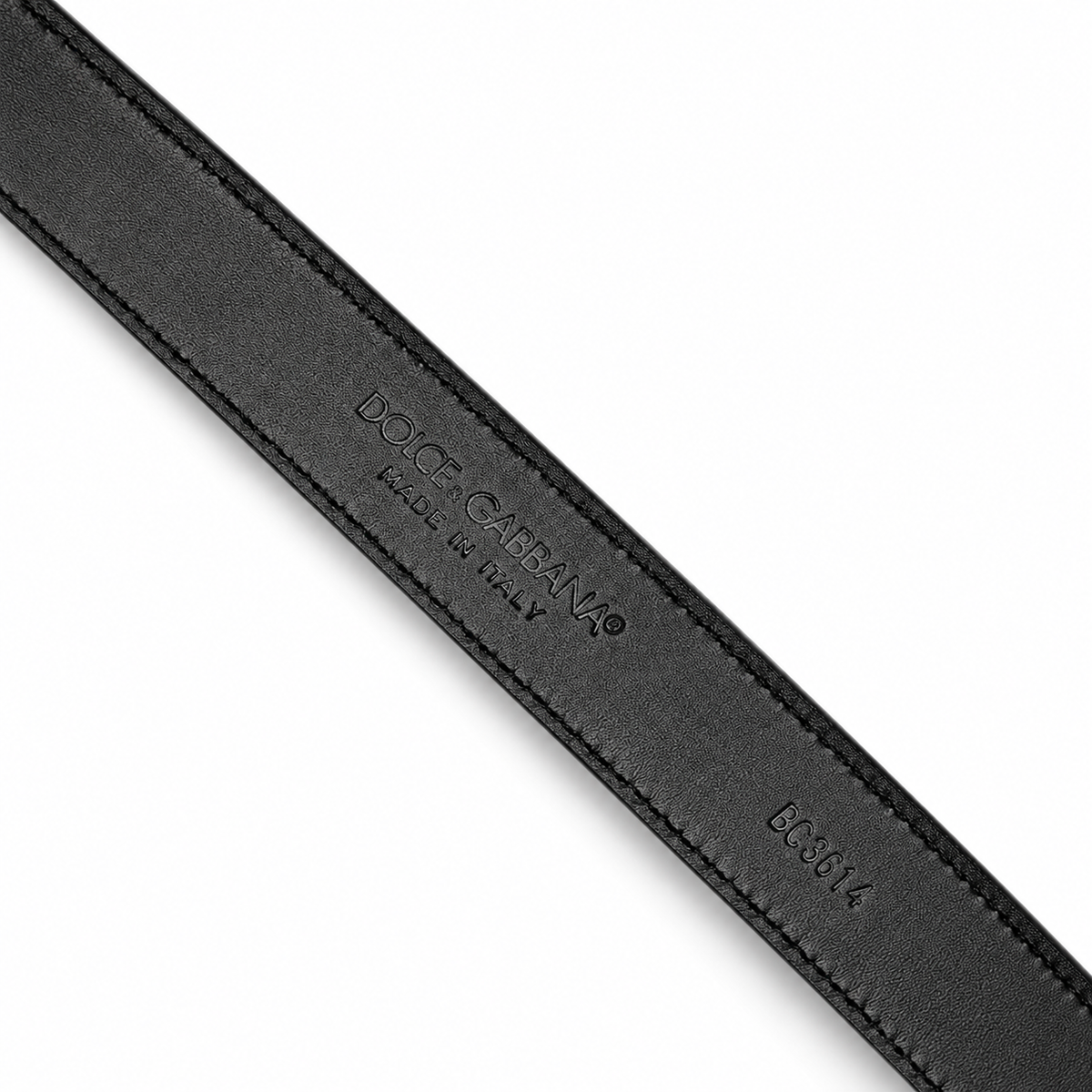 Men's belt Dolce & Gabbana SKU: BC3614 AC575 back logo stamp close-up