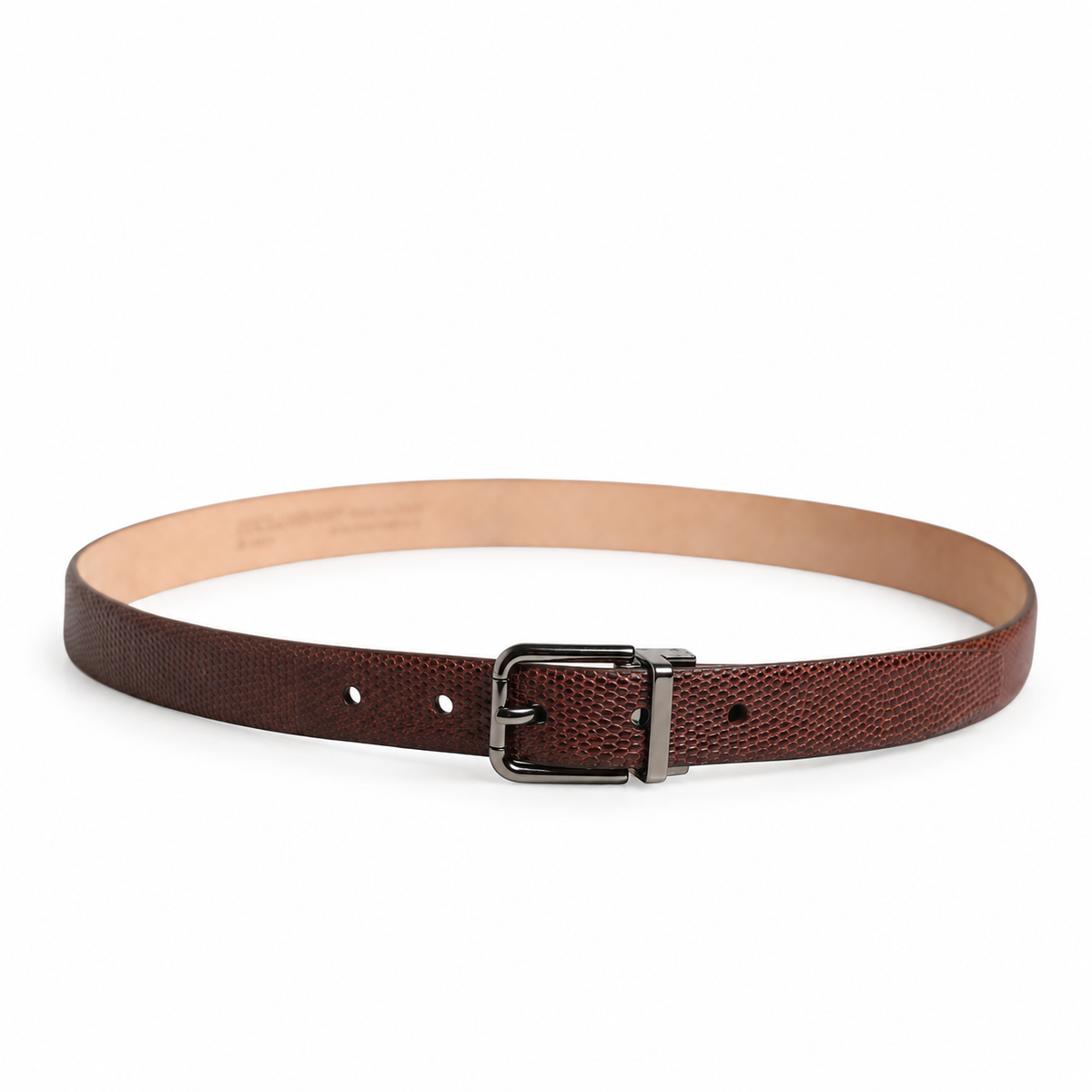 Dolce & Gabbana Men Brown Goatskin Leather Metal Buckle Belt - BC3614 A1275 - view 3