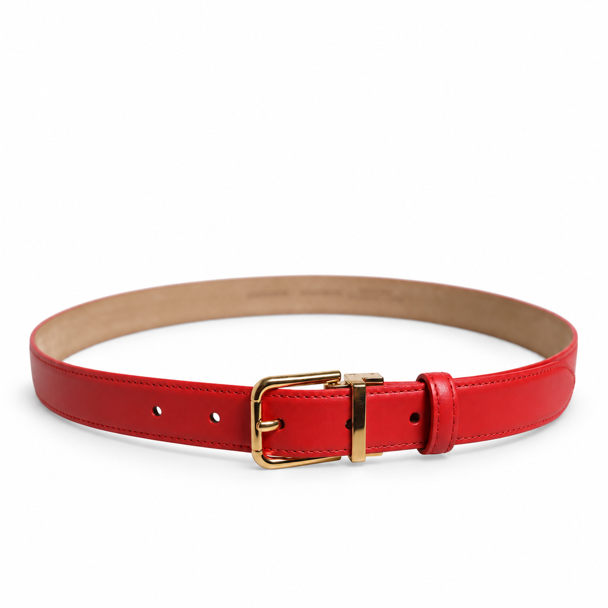 Dolce & Gabbana Red Leather Gold Metal Buckle Cintura Belt - BE1390 AW530 - view 3