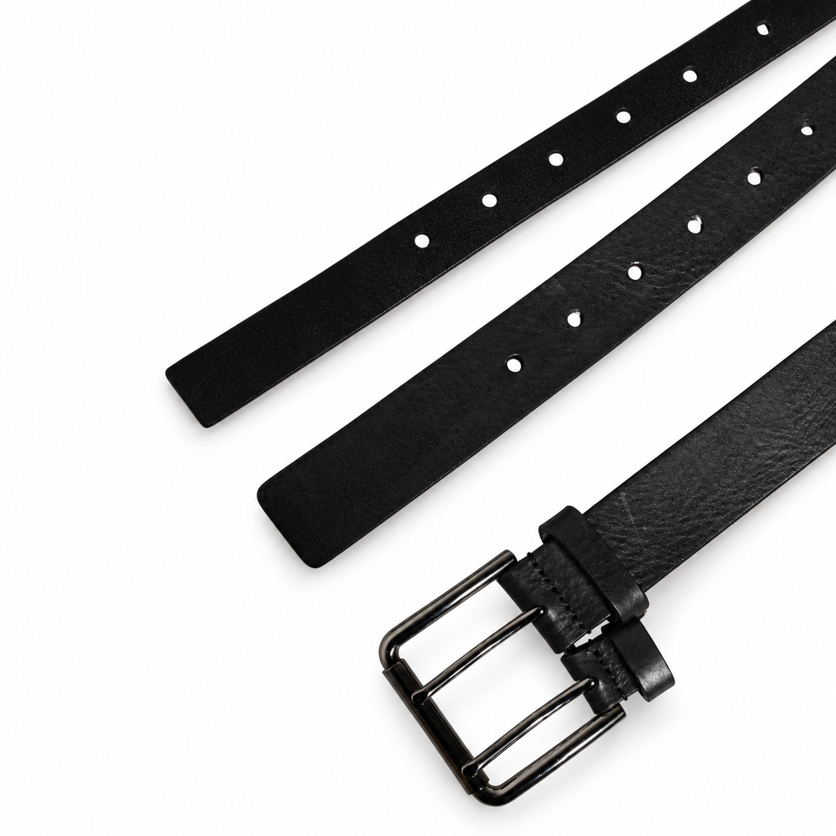 Dolce & Gabbana Black Double Strap Leather Silver Buckle Belt - BC4529 AV480 - view 7