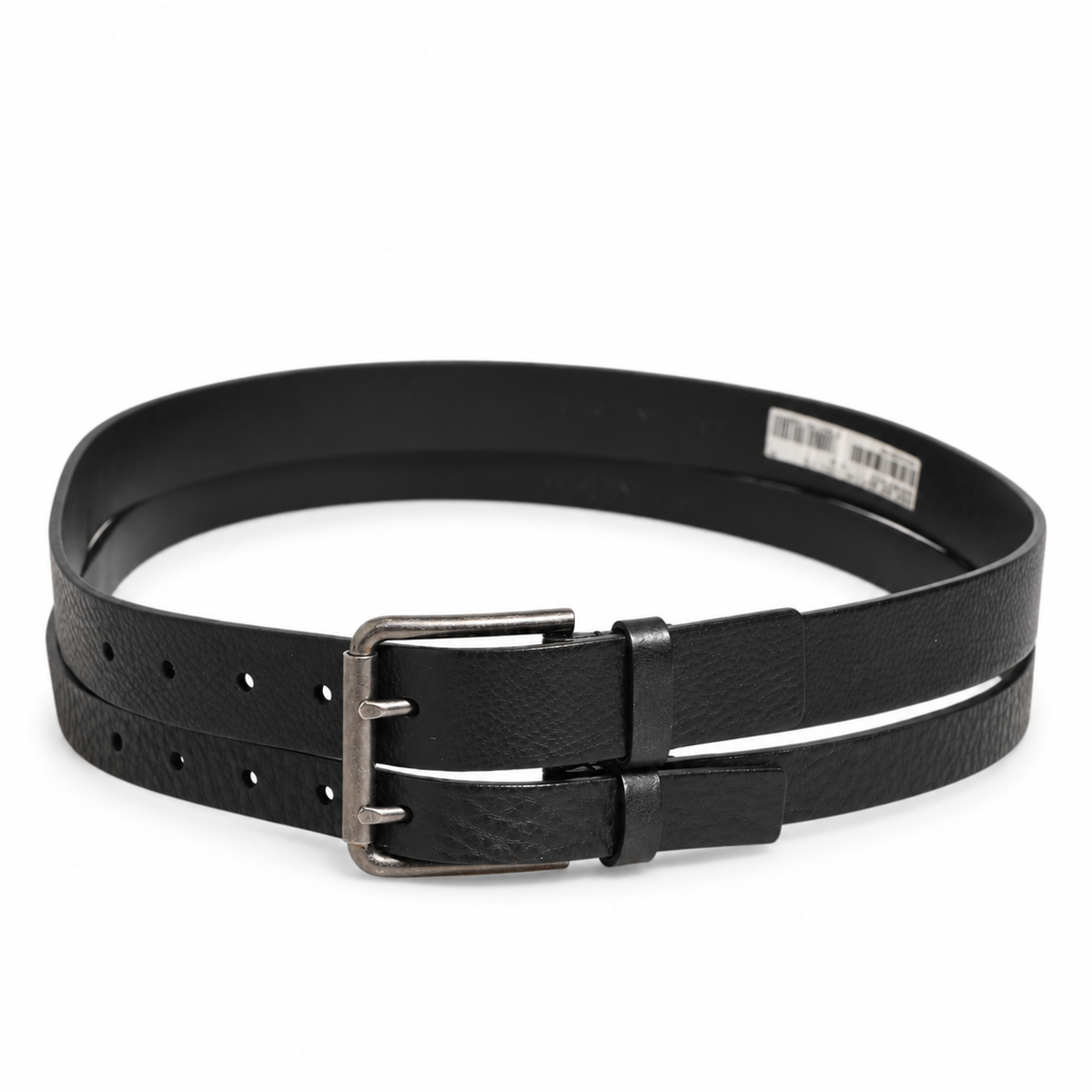 Dolce & Gabbana Black Double Strap Leather Silver Buckle Belt - BC4529 AV480 - view 6