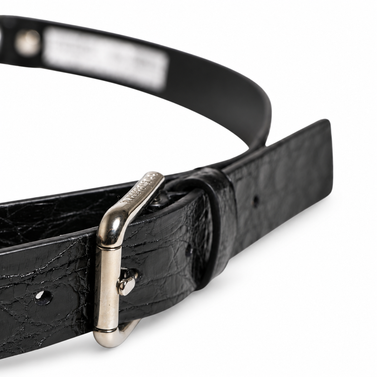 Dolce & Gabbana Black Exotic Leather Double Strap Silver Buckle Belt - BC4302 A2Z30 8B956 - view 4