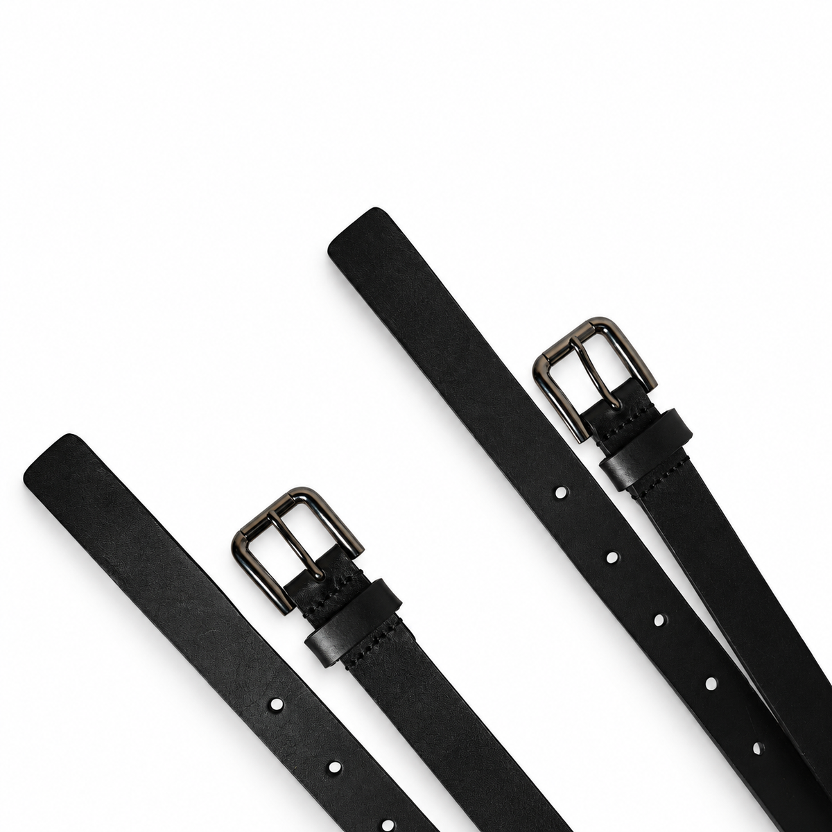 Dolce & Gabbana Black Double Strap Leather Silver Buckle Belt - BC4337 AW224 - view 7