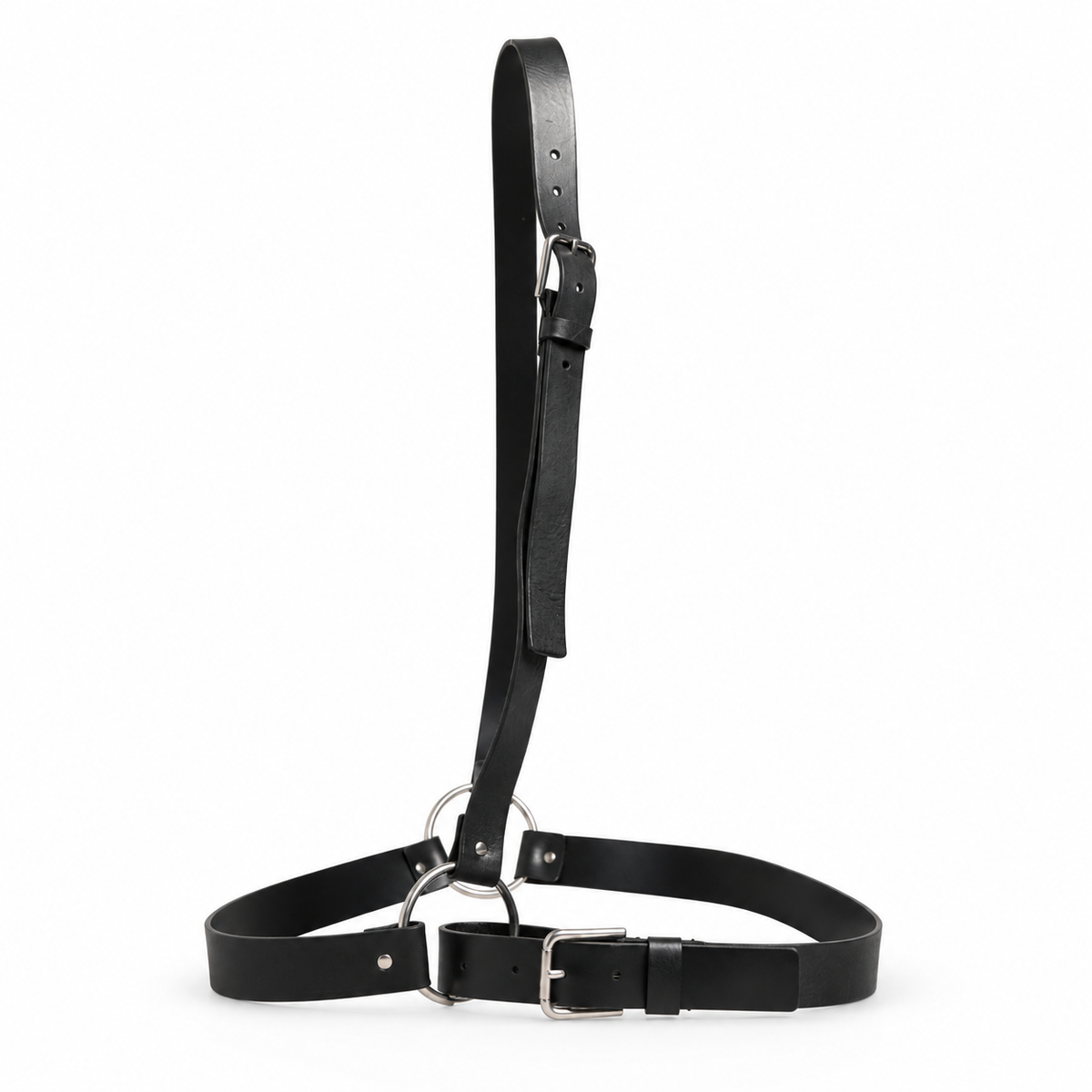 Dolce & Gabbana Black Double Strap Leather Silver Buckle Belt - BC4535 AV480 - view 3