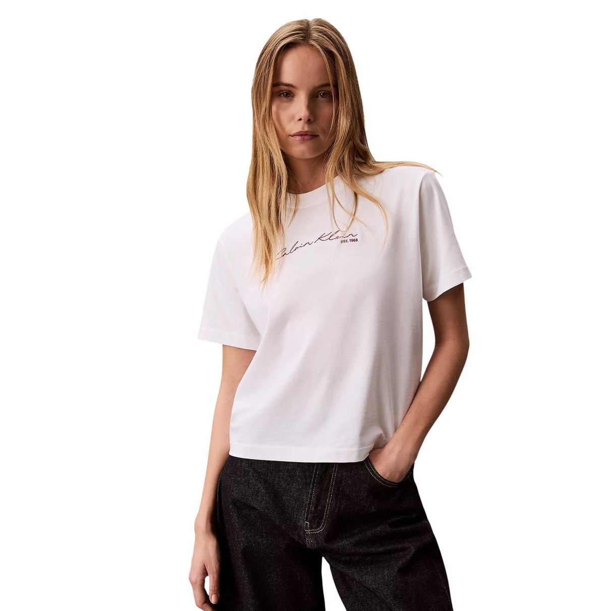 Дамска бяла тениска Calvin Klein Jeans Women T-shirt LV047F820G YAF Front View