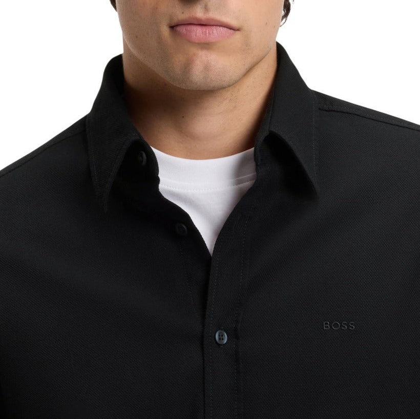 Мъжка черна риза Boss Men Shirt 50565600 001 Close-Up